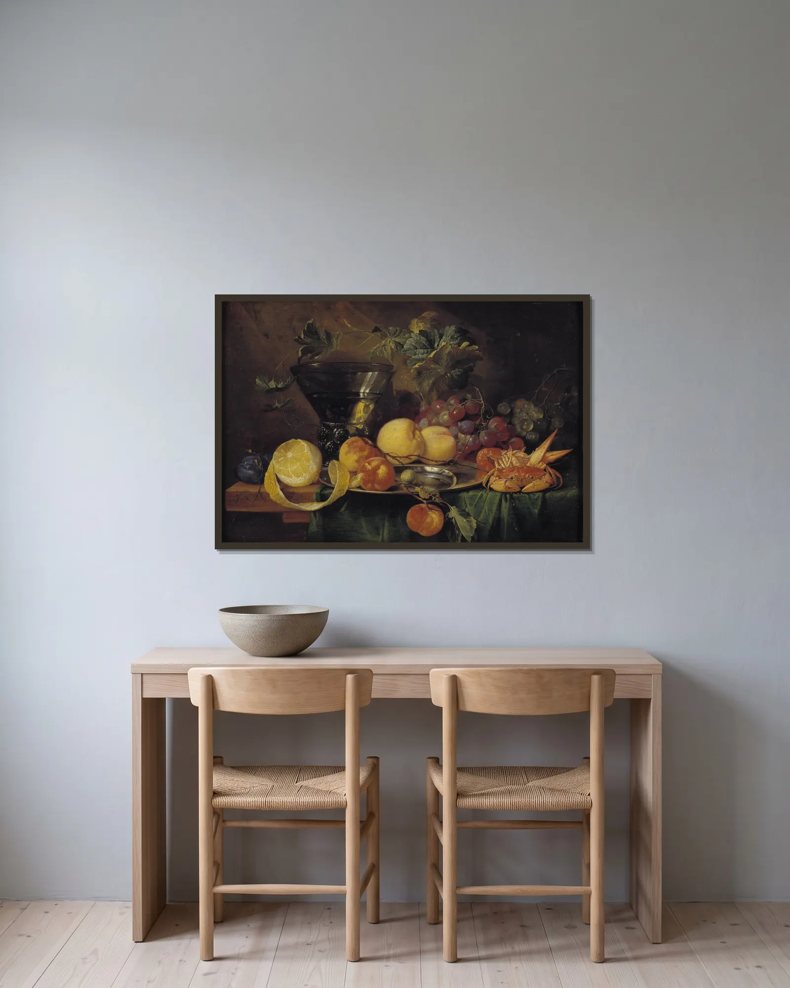 Still Life With A Roemer av Jan Davidsz de Heem inramad på en vägg