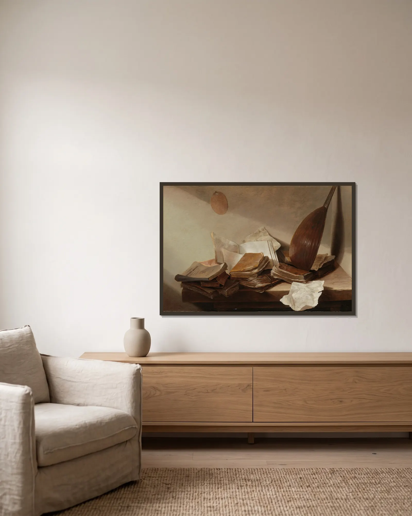 Still Life with Books av Jan Davidsz de Heem inramad på en vägg