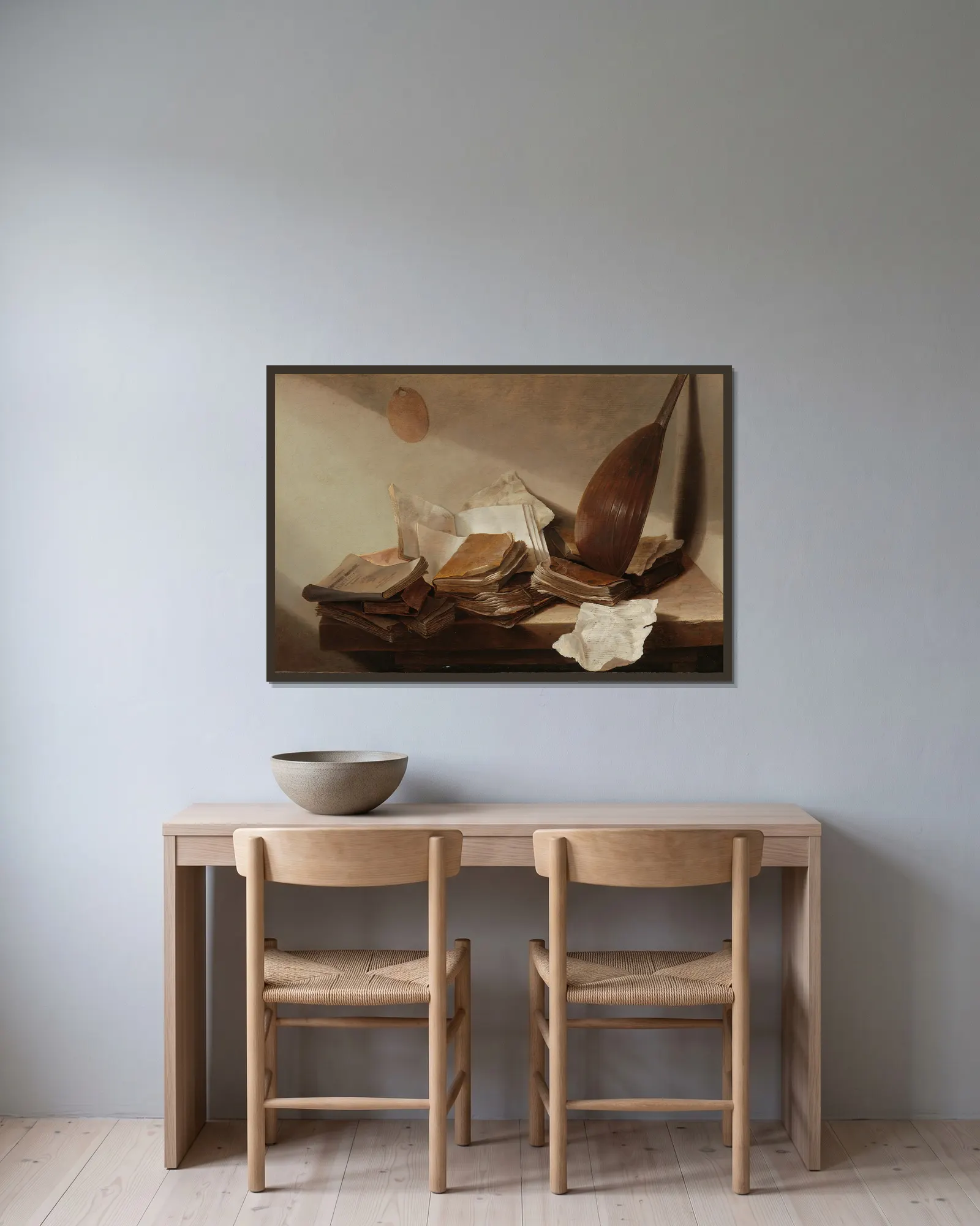Still Life with Books av Jan Davidsz de Heem inramad på en vägg