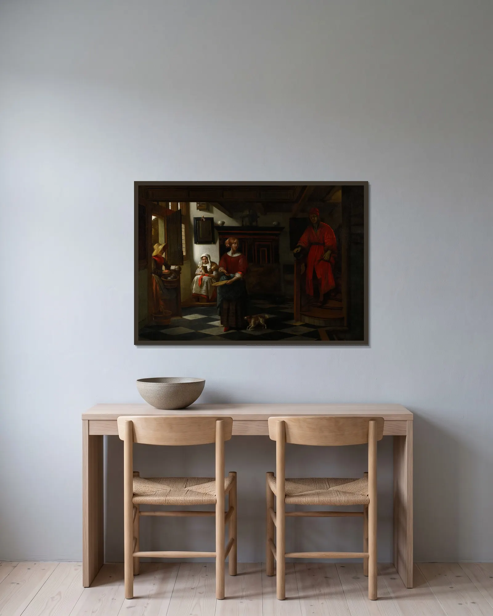 The Asparagus Vendor av Pieter De Hooch inramad på en vägg