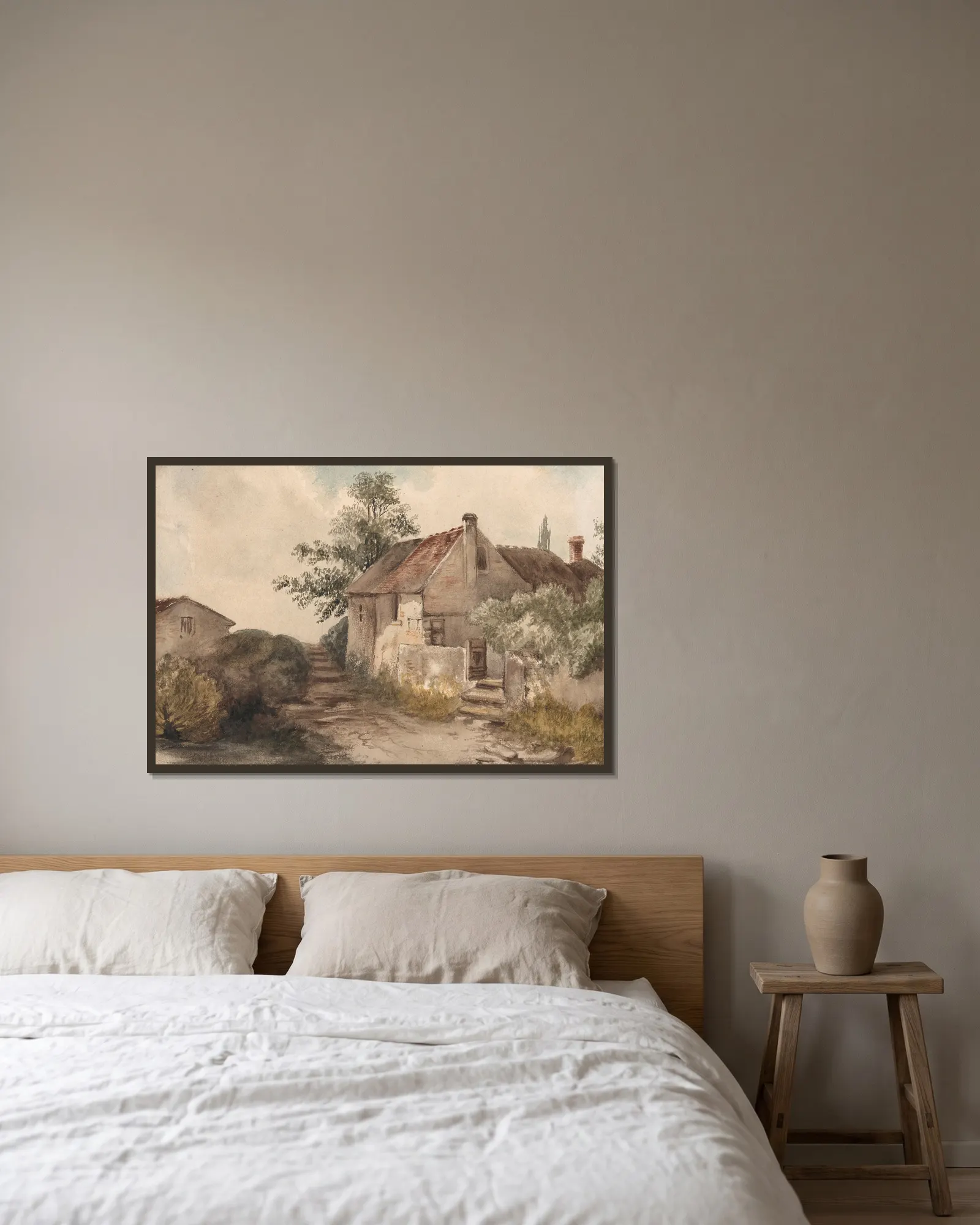 Landscape with a House av Nicaise De Keyser inramad på en vägg