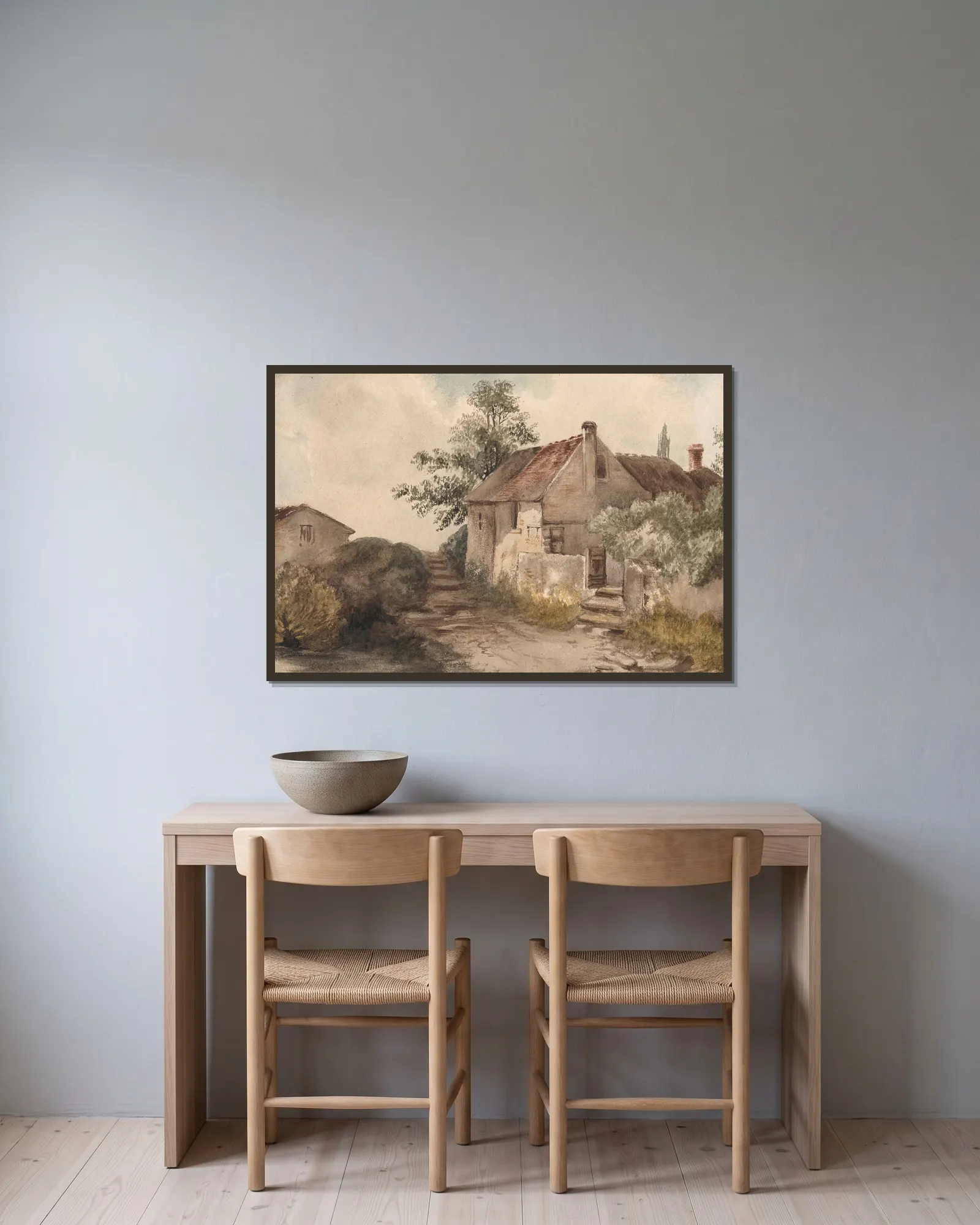 Landscape with a House av Nicaise De Keyser inramad på en vägg