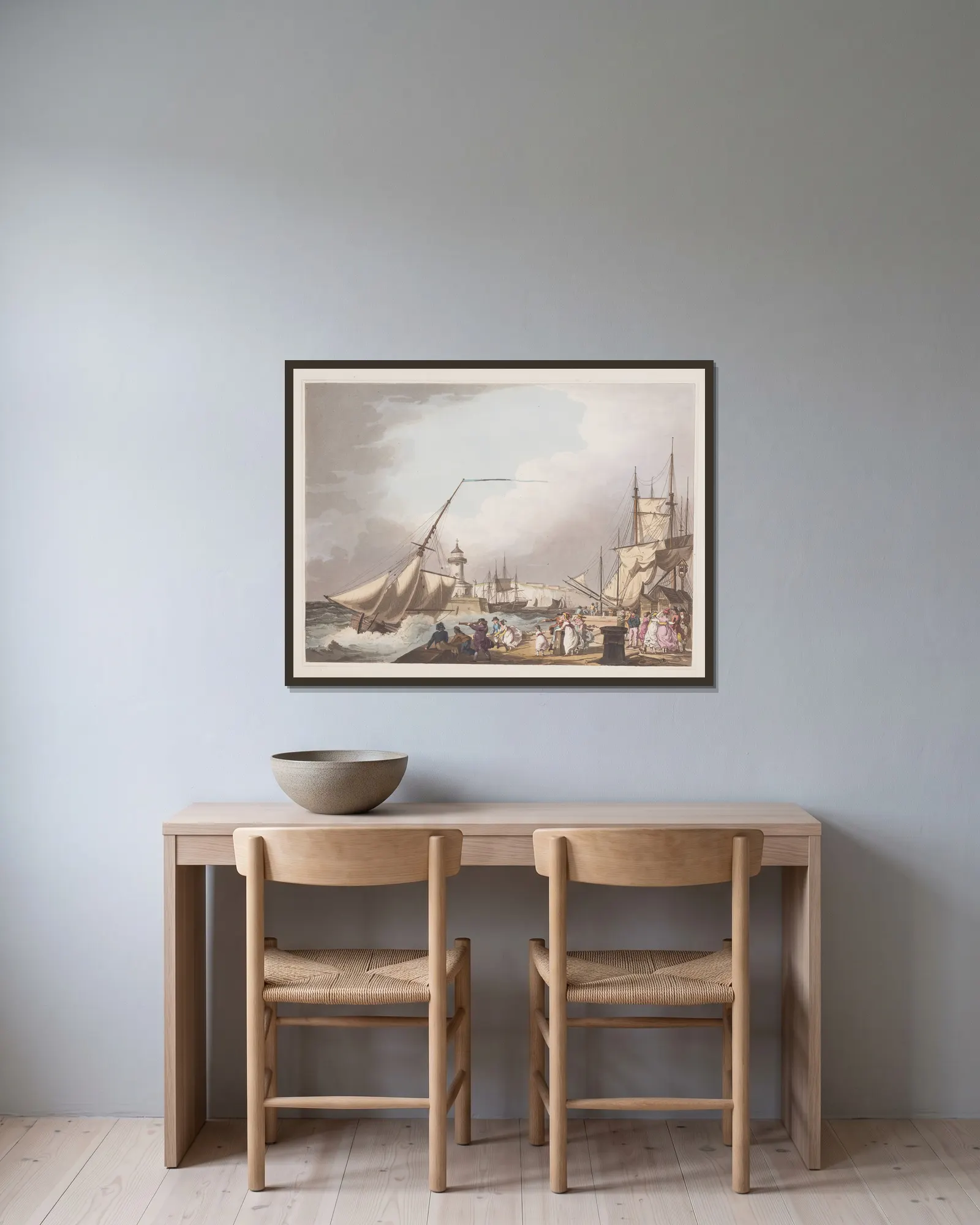 Ramsgate av Philip James de Loutherbourg inramad på en vägg