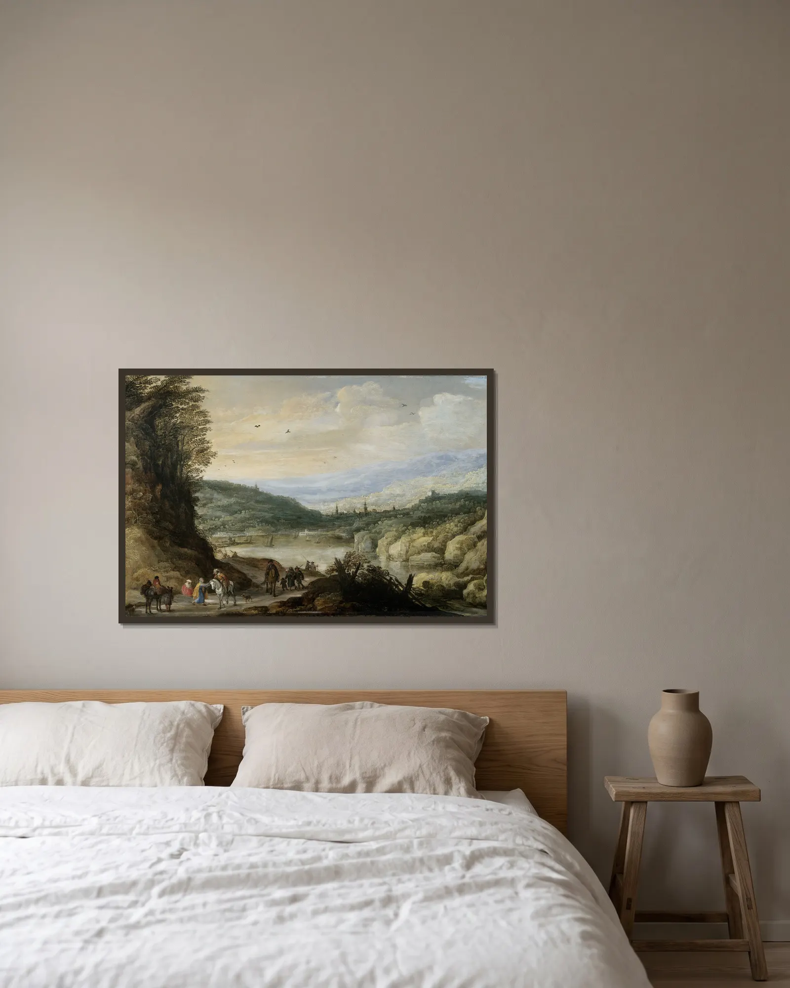 Landscape av Joos de Momper inramad på en vägg