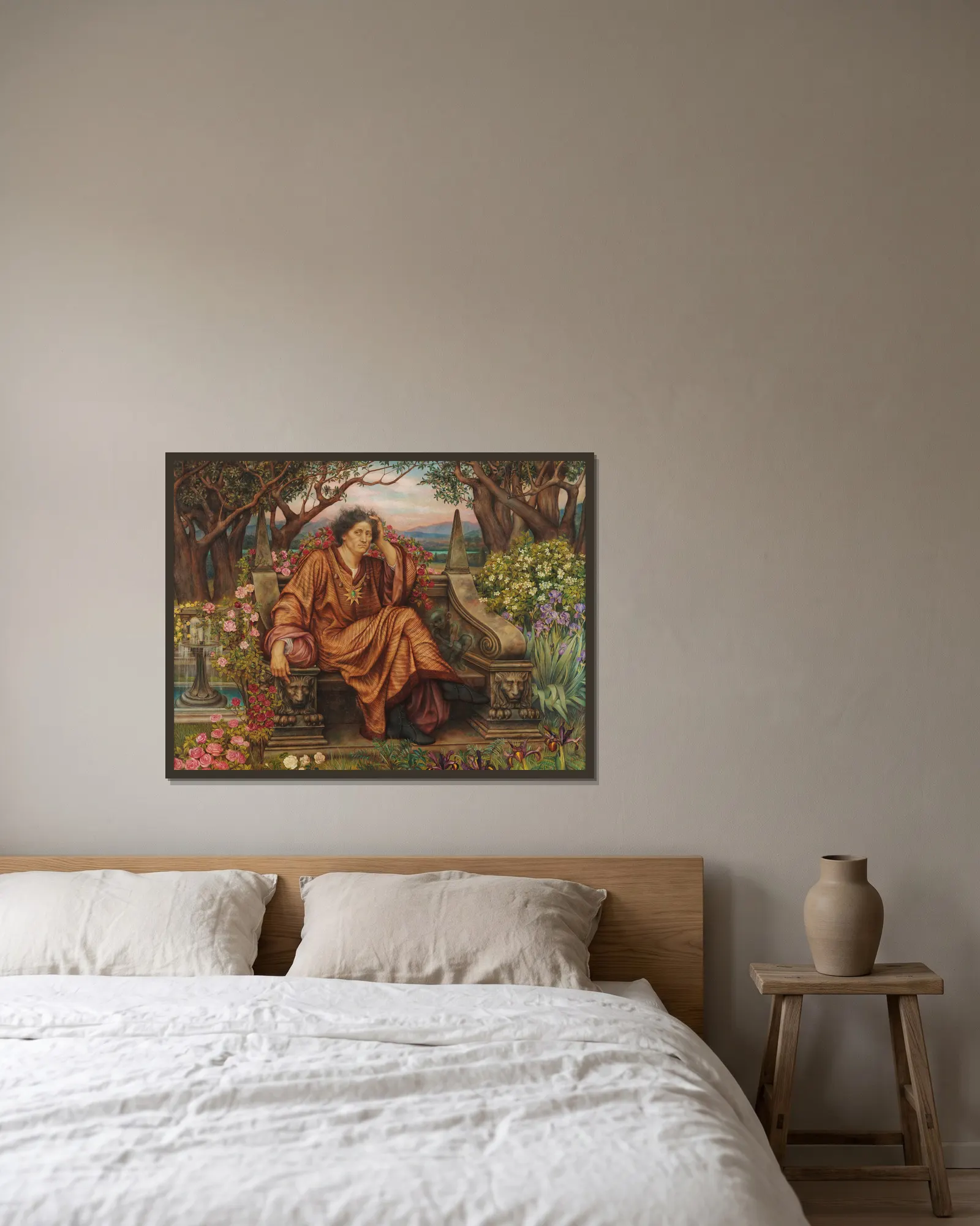 A Soul in Hell av Evelyn De Morgan inramad på en vägg
