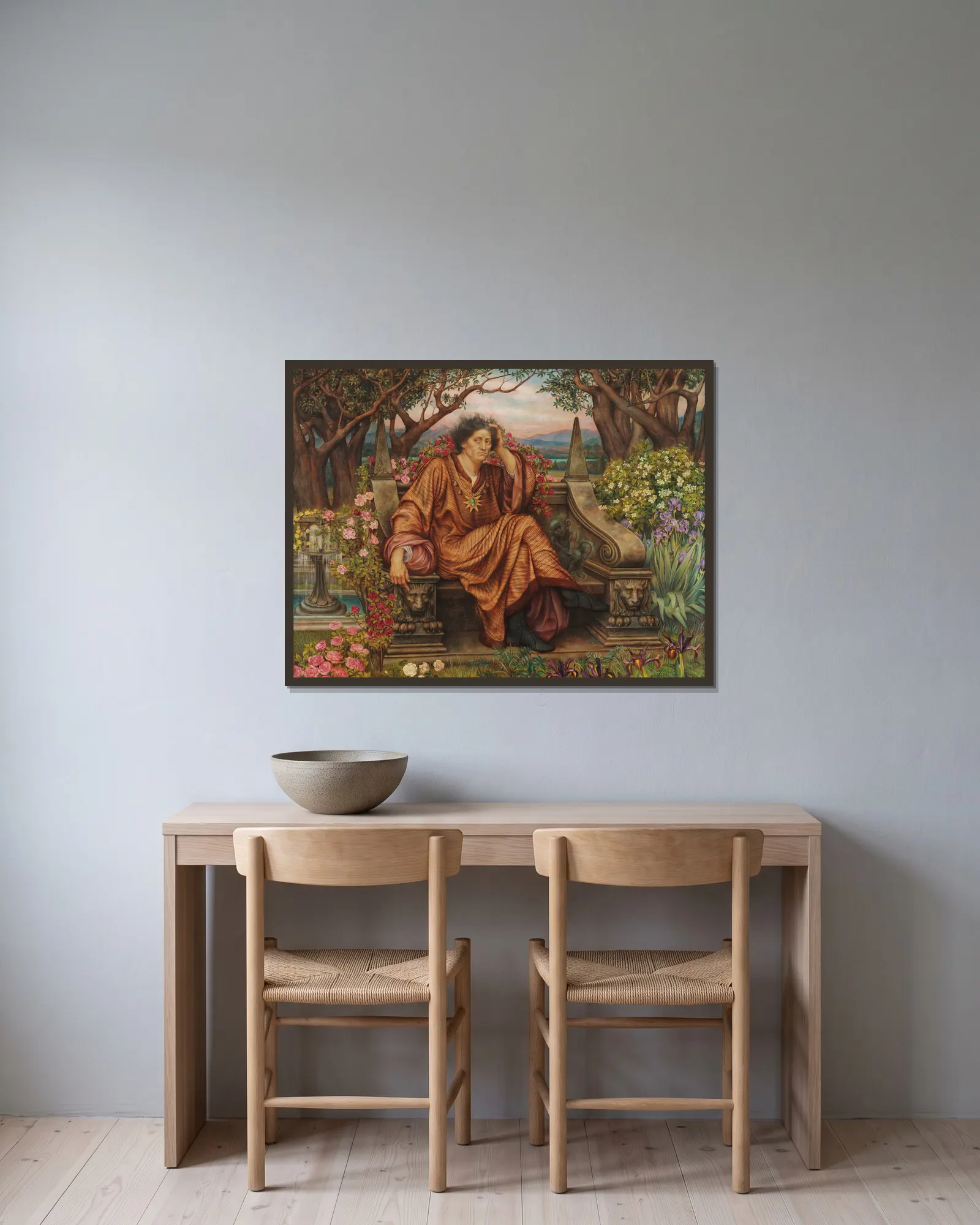 A Soul in Hell av Evelyn De Morgan inramad på en vägg