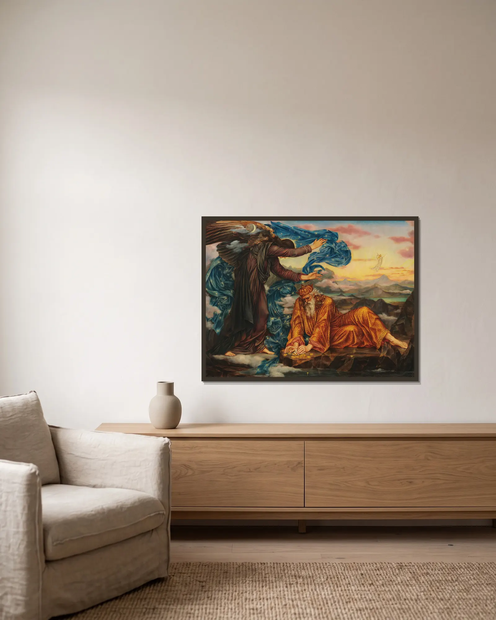 Earthbound av Evelyn De Morgan inramad på en vägg