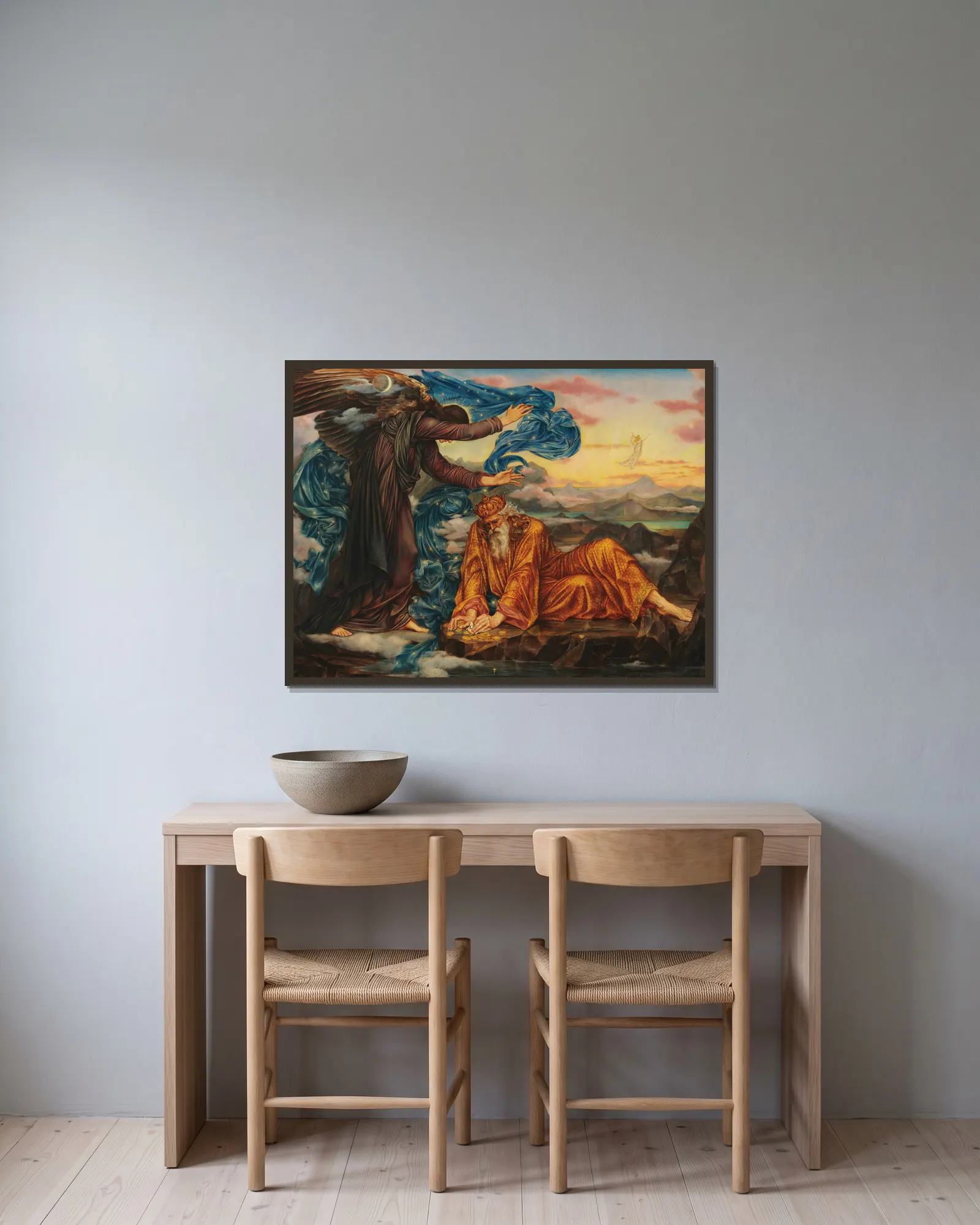 Earthbound av Evelyn De Morgan inramad på en vägg