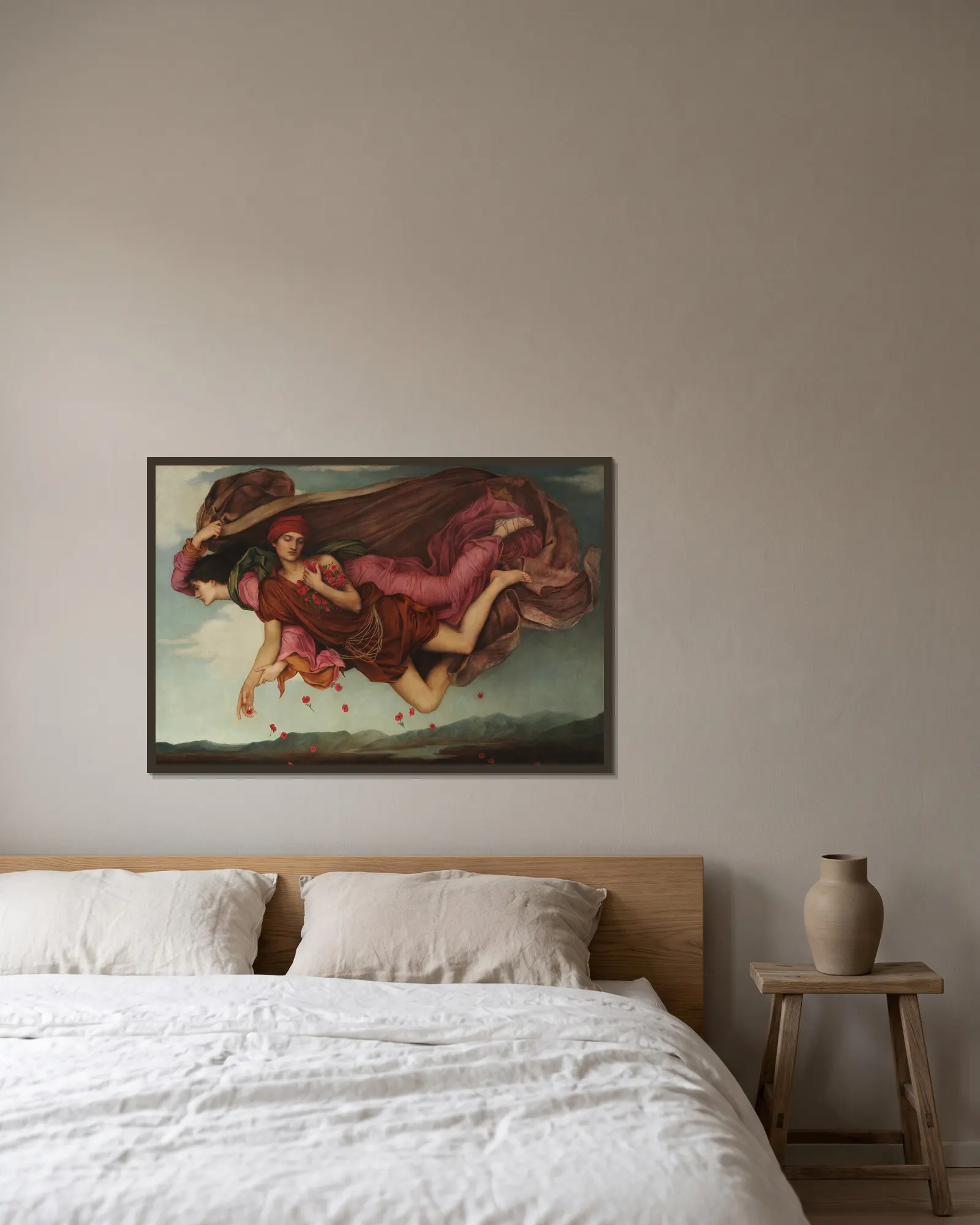 Night and Sleep av Evelyn De Morgan inramad på en vägg
