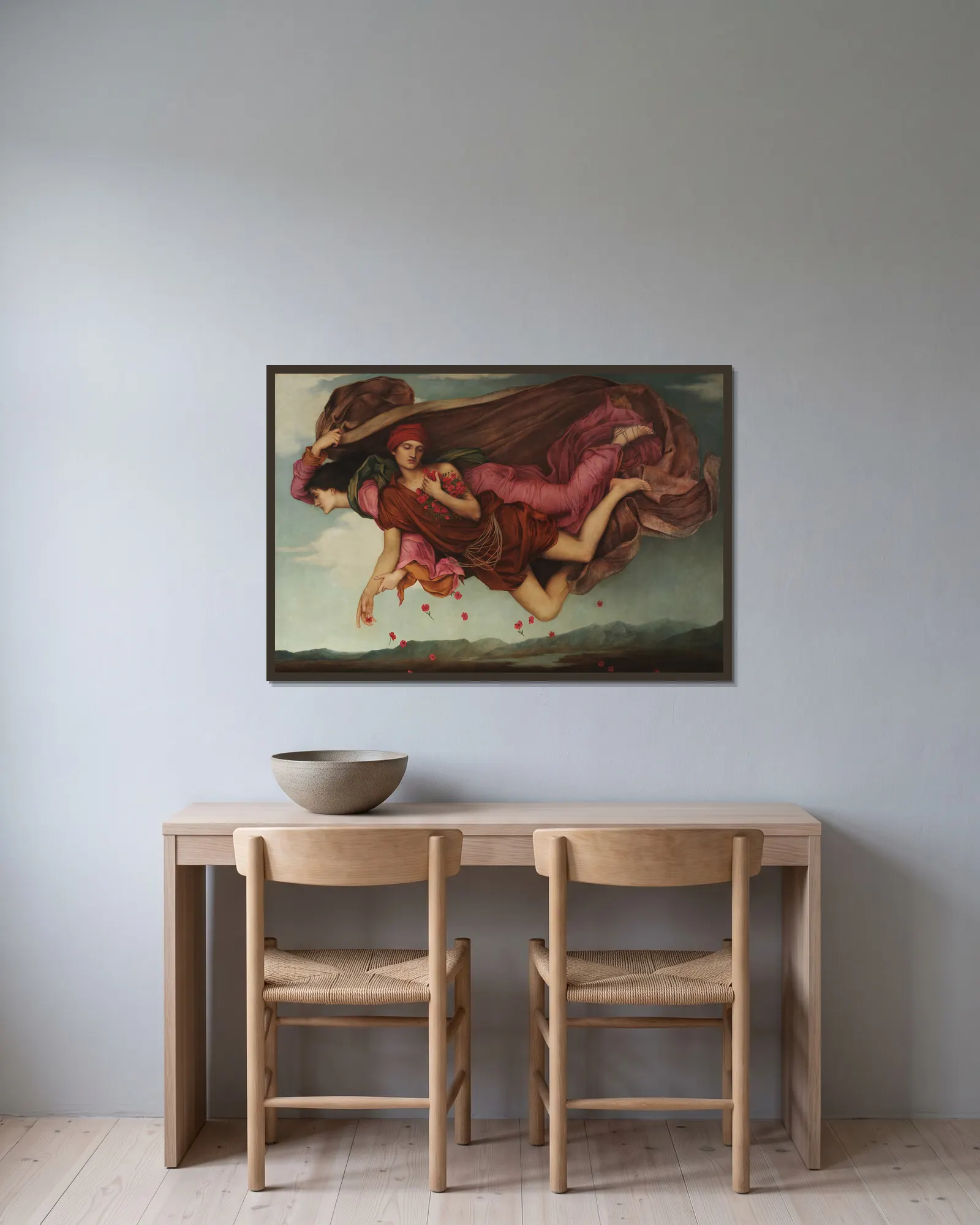 Night and Sleep av Evelyn De Morgan inramad på en vägg
