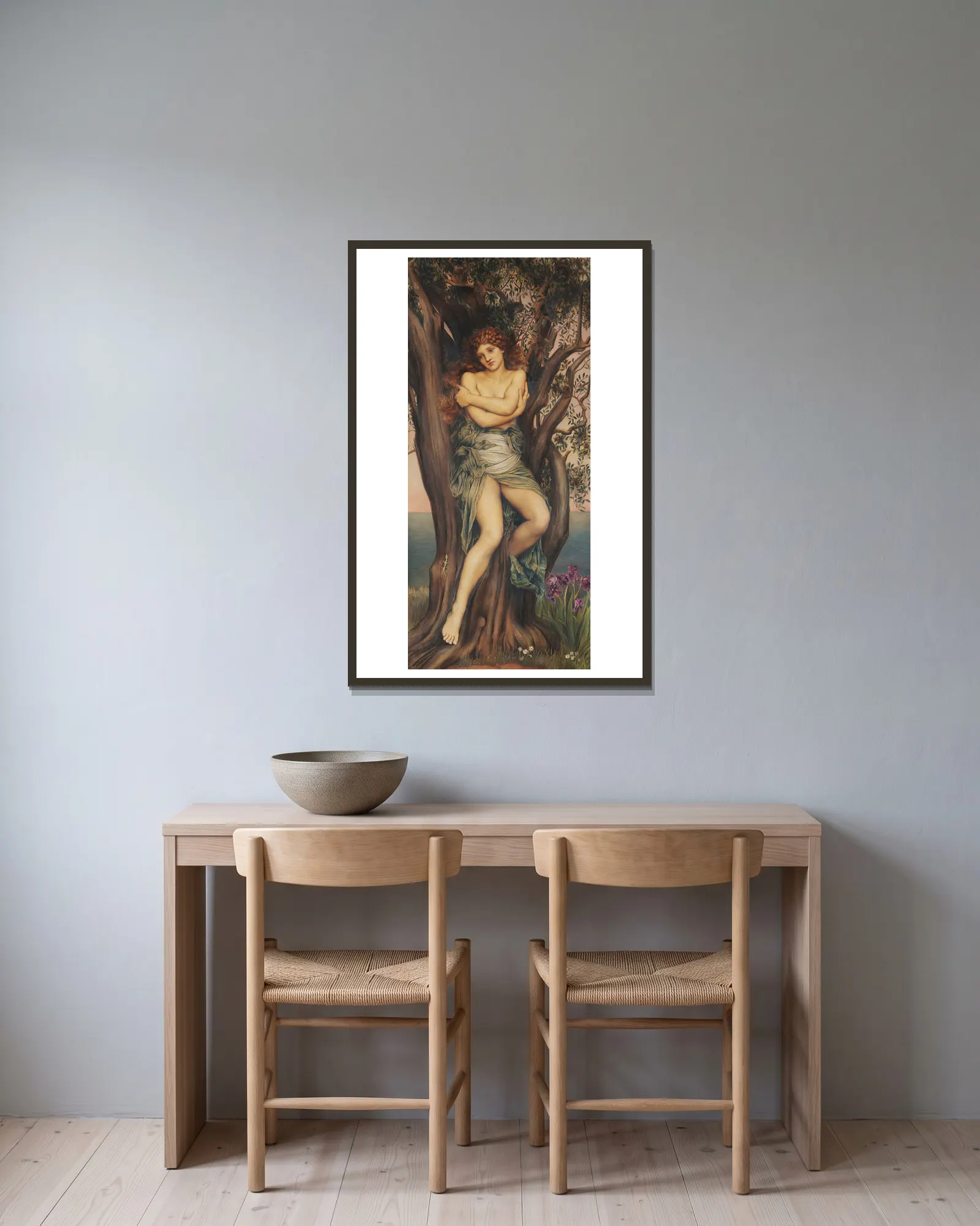 The Dryad av Evelyn De Morgan inramad på en vägg