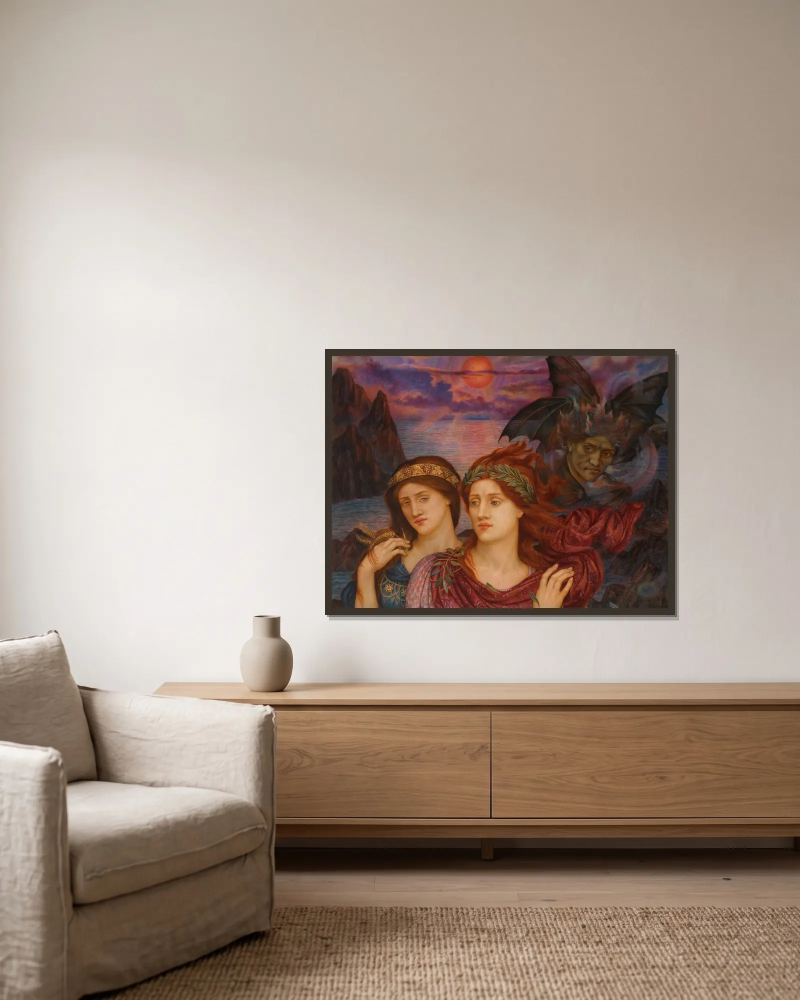 The Vision av Evelyn De Morgan inramad på en vägg