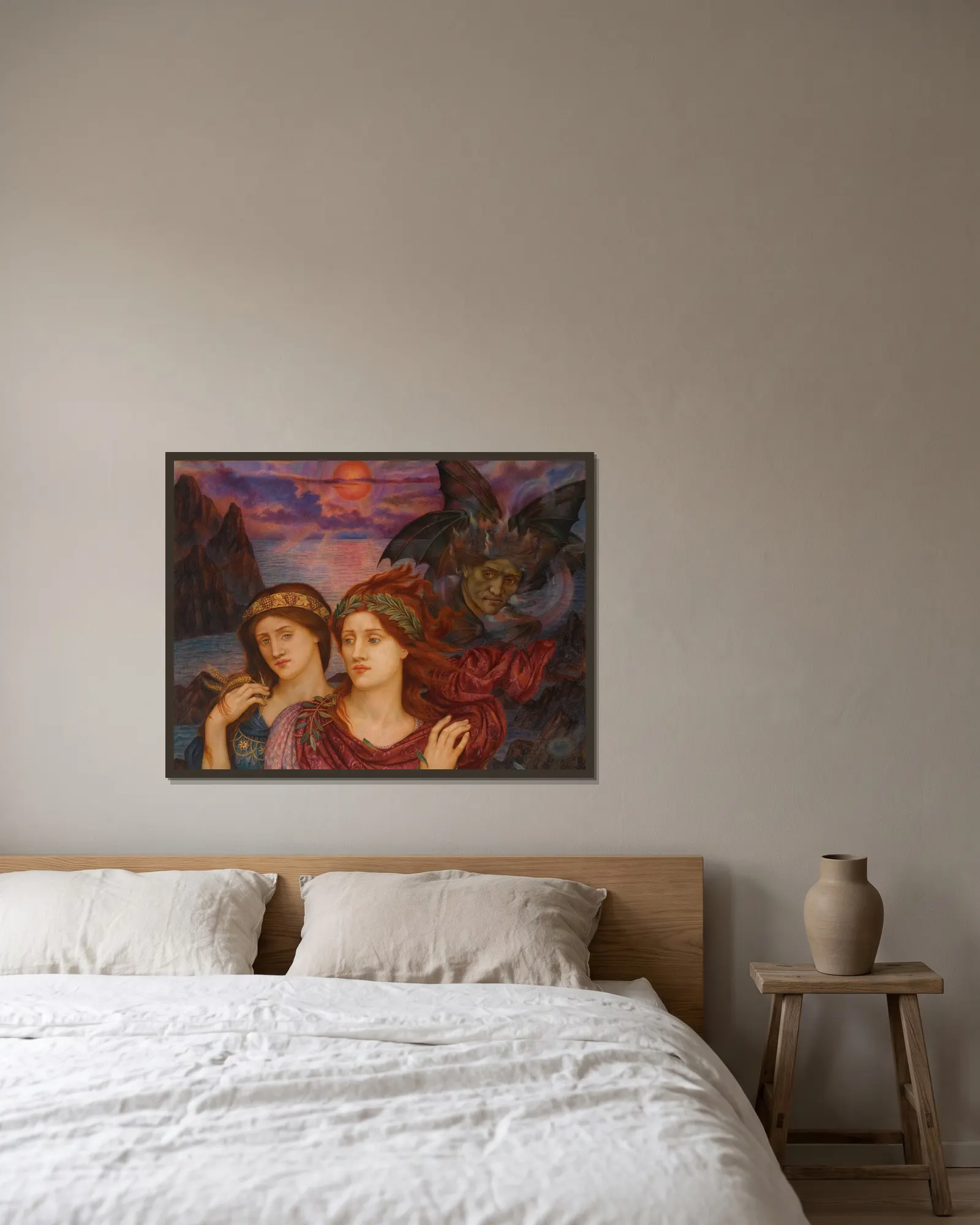 The Vision av Evelyn De Morgan inramad på en vägg