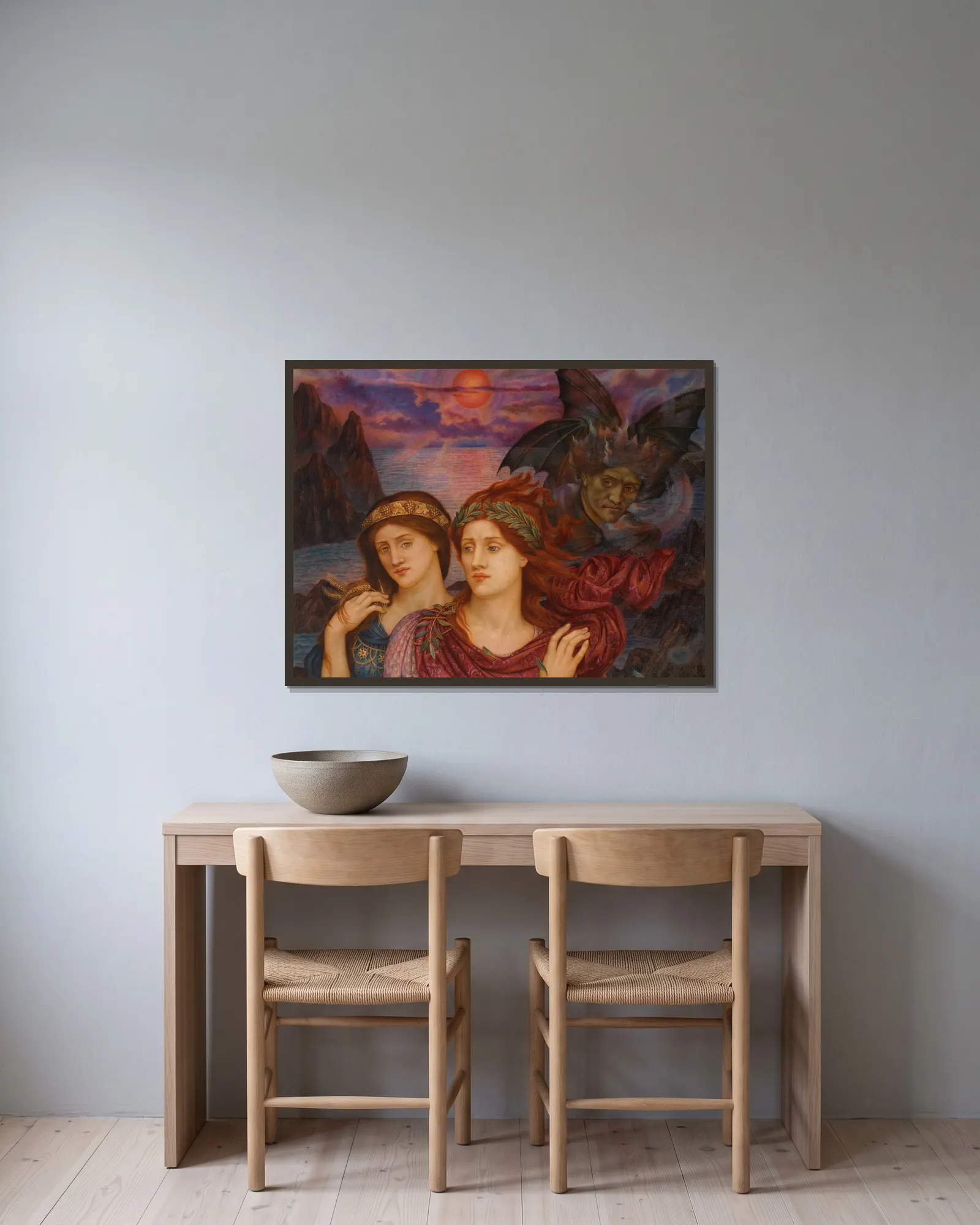 The Vision av Evelyn De Morgan inramad på en vägg