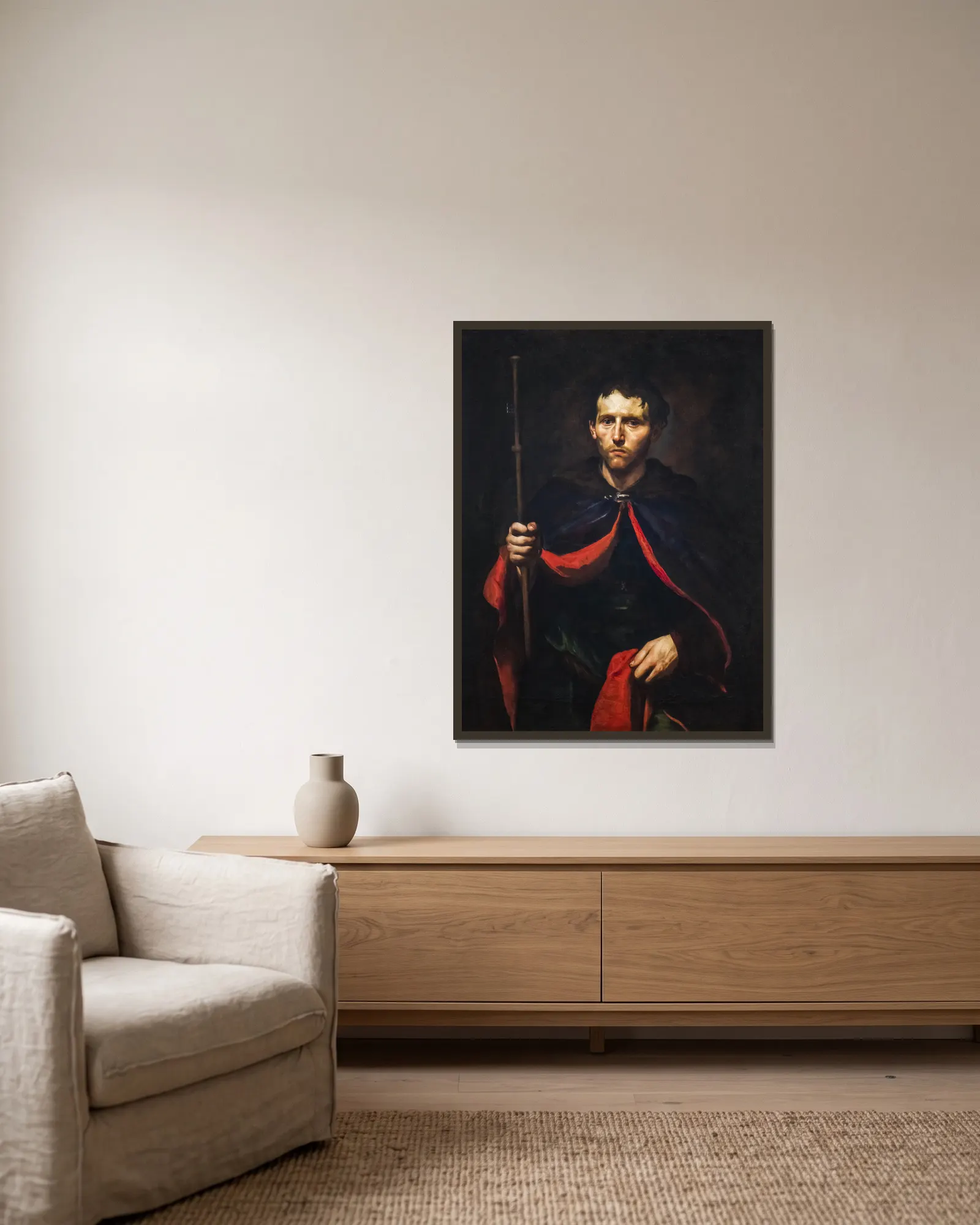 A warrior saint av Jusepe de Ribera inramad på en vägg