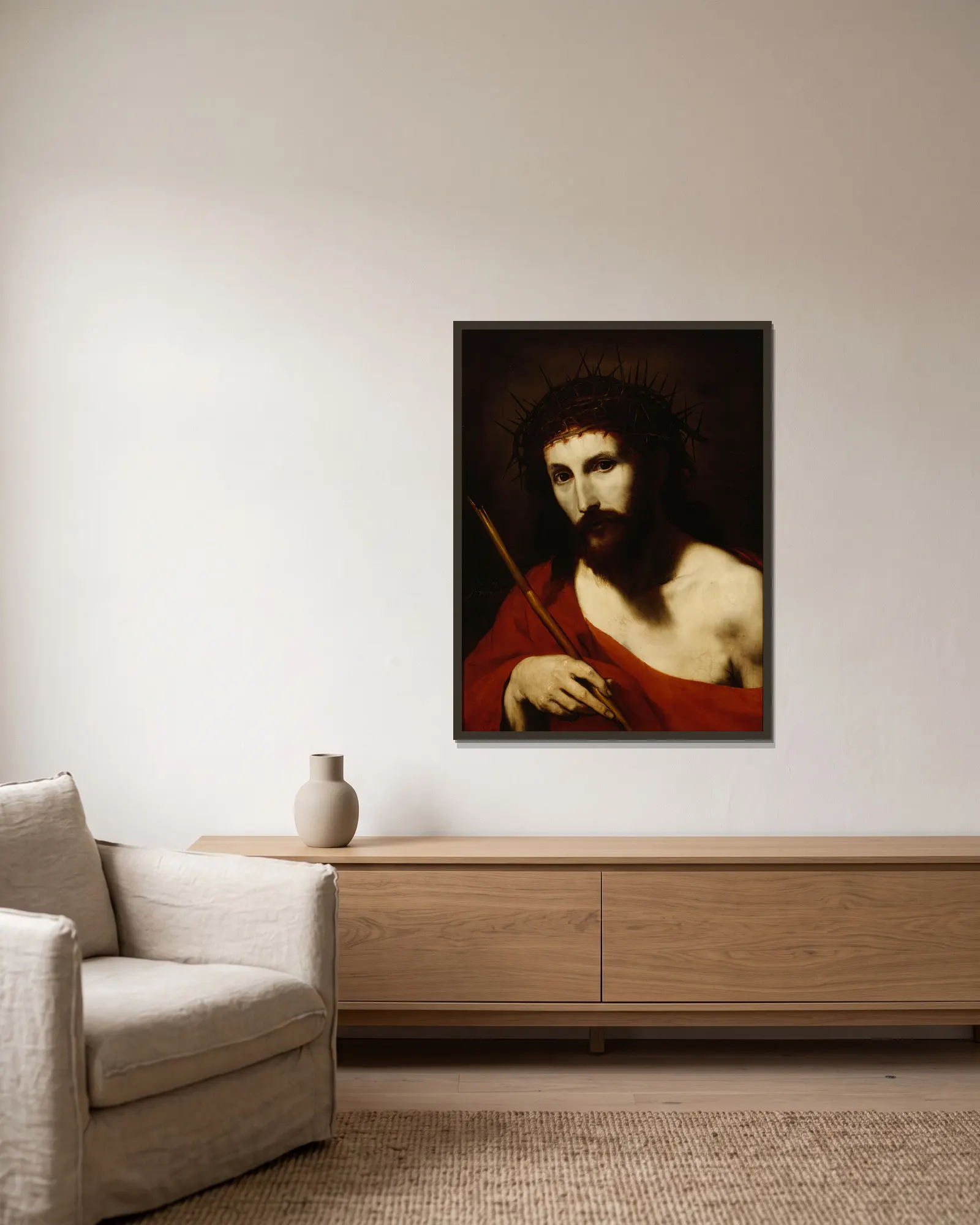 Ecce Homo av Jusepe de Ribera inramad på en vägg