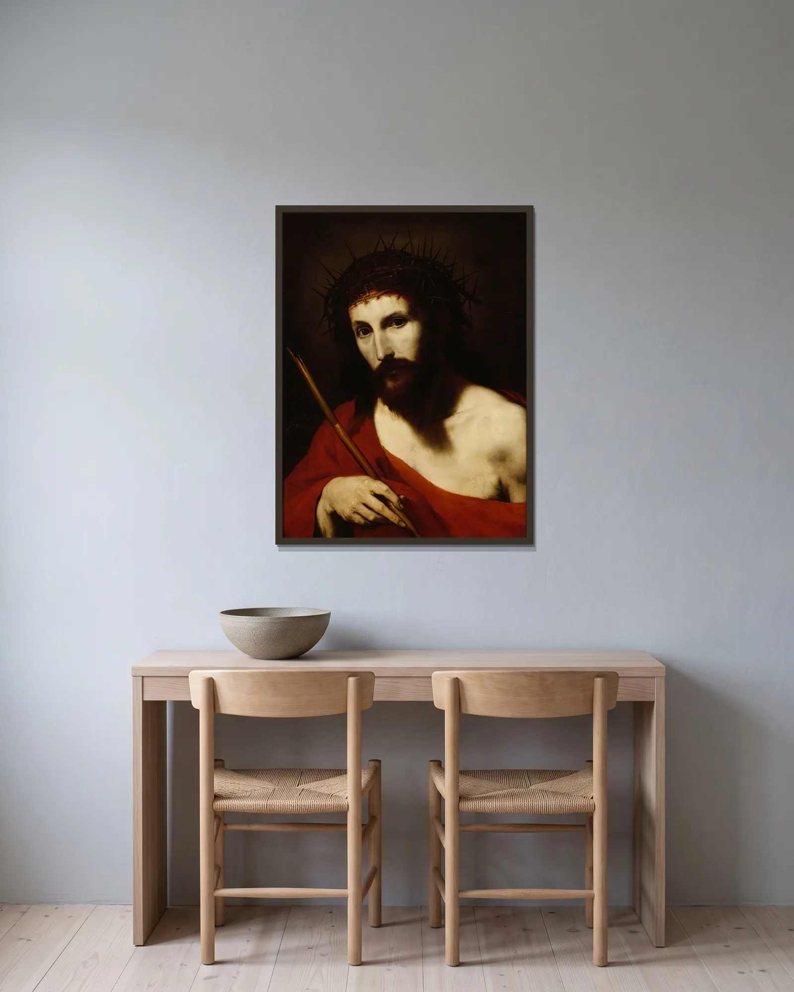 Ecce Homo av Jusepe de Ribera inramad på en vägg