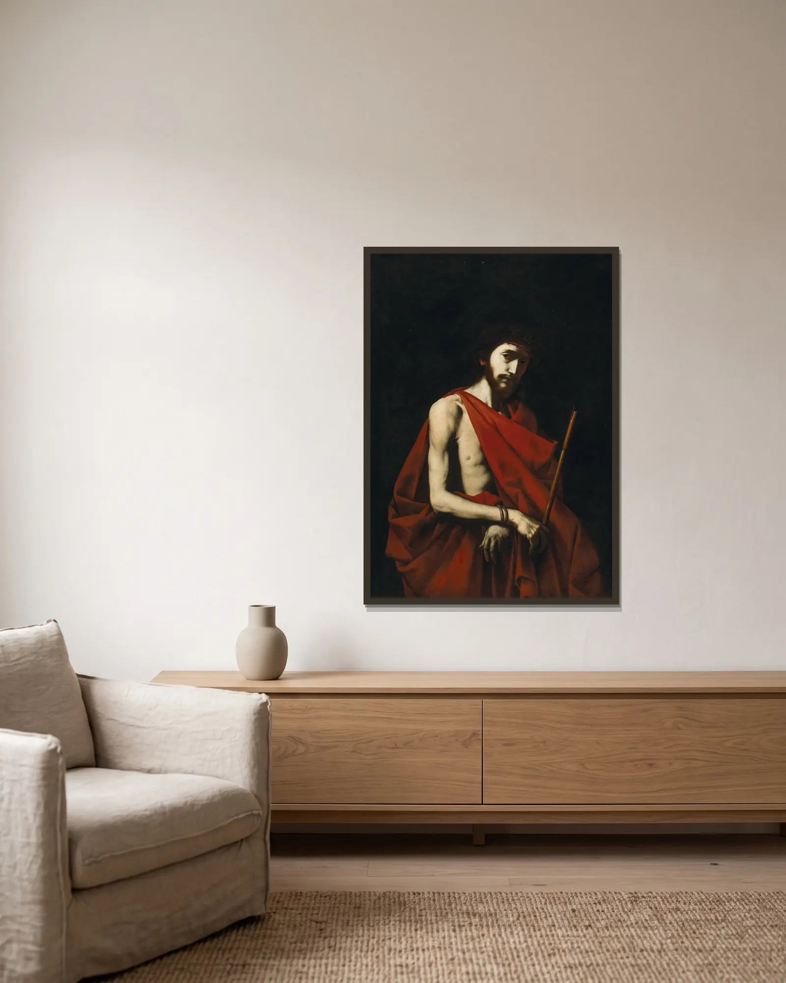 Ecce Homo av Jusepe de Ribera inramad på en vägg