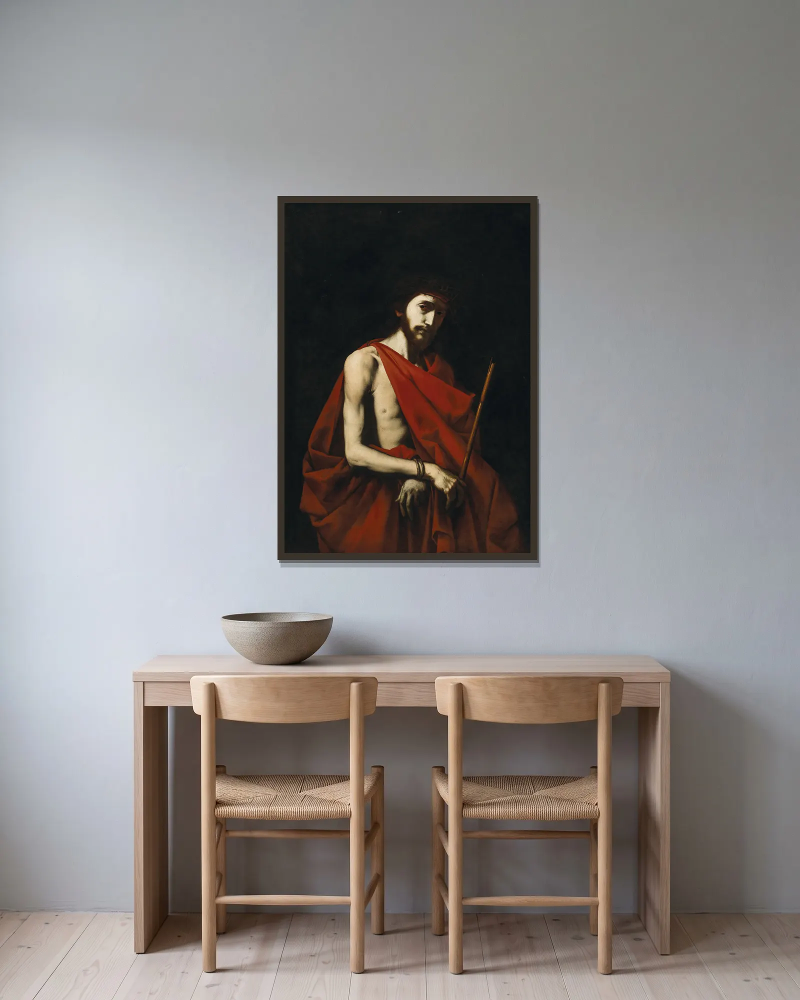 Ecce Homo av Jusepe de Ribera inramad på en vägg