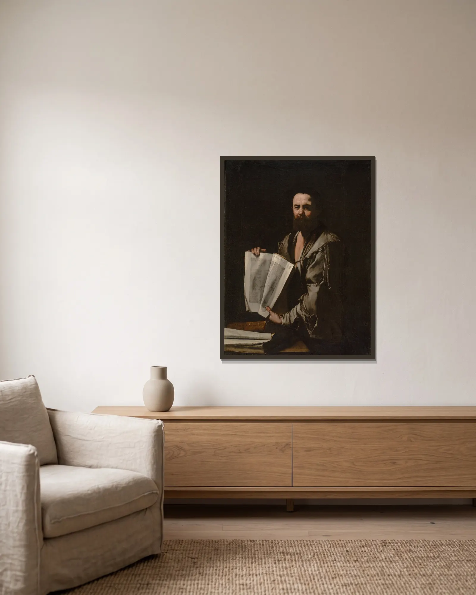 Euclid av Jusepe de Ribera inramad på en vägg