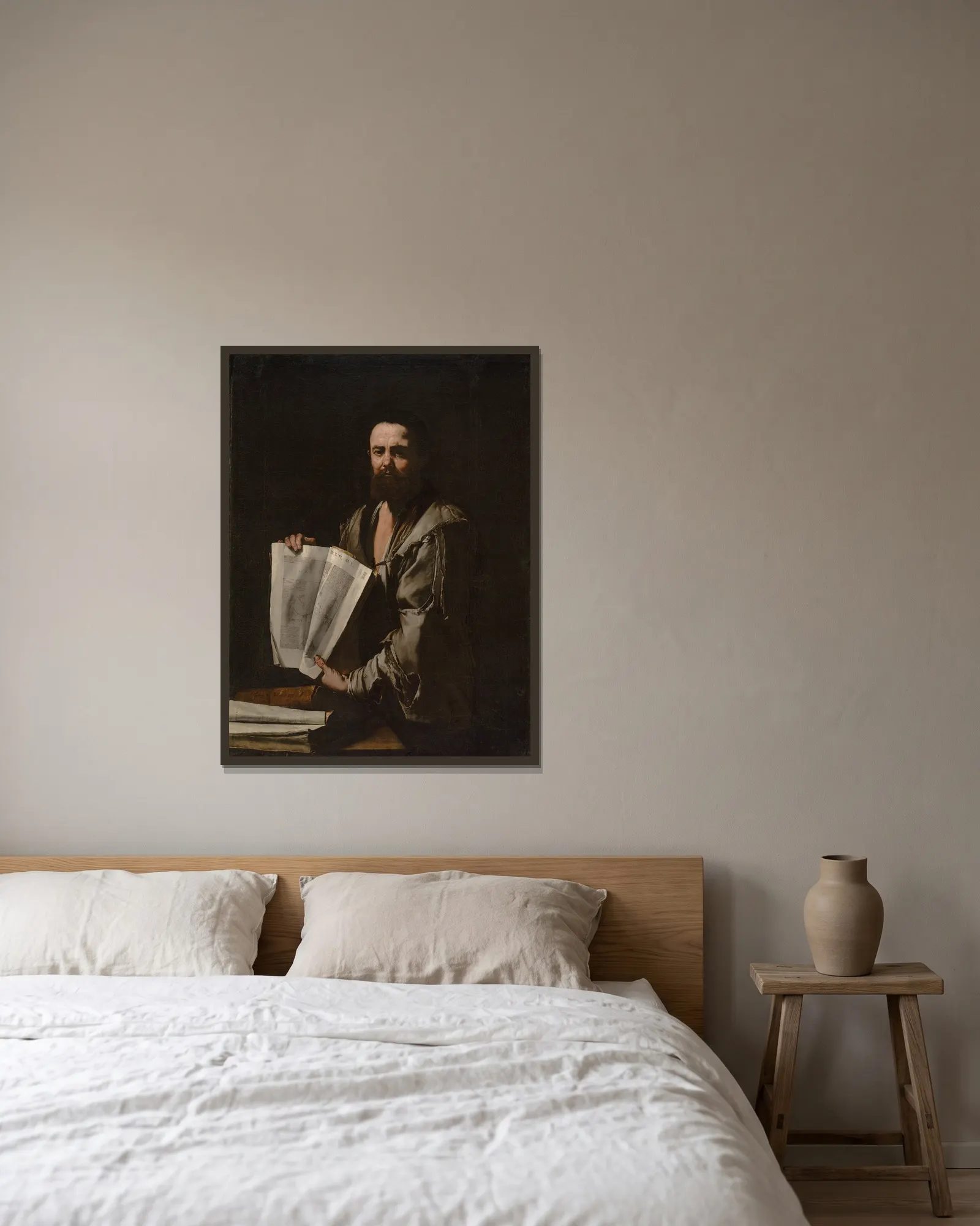 Euclid av Jusepe de Ribera inramad på en vägg