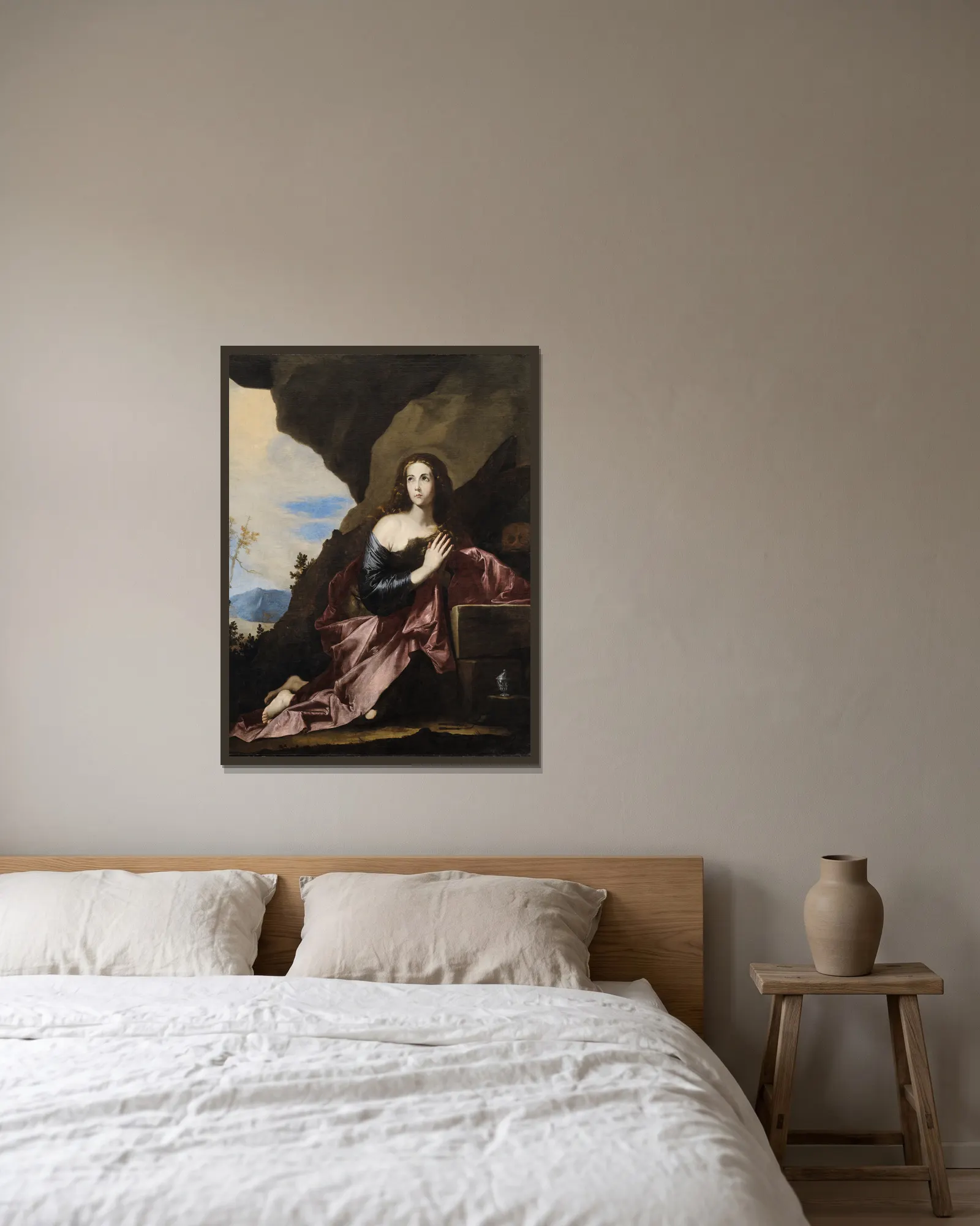 Mary Magdalene Penitent av Jusepe de Ribera inramad på en vägg