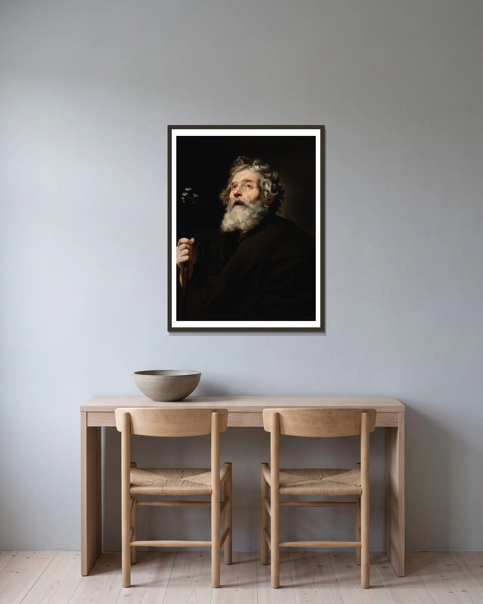 Saint Joseph av Jusepe de Ribera inramad på en vägg