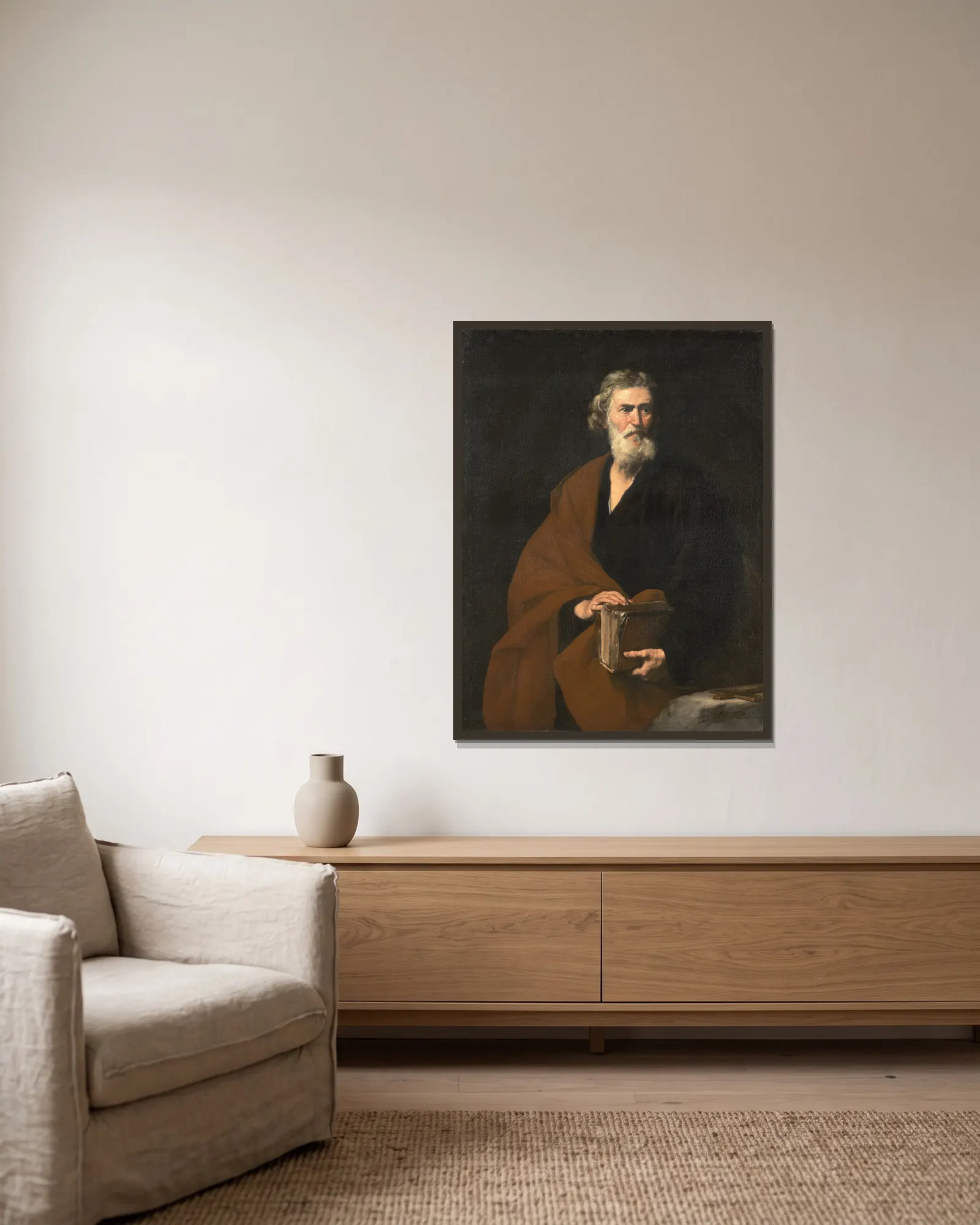 Saint Matthew av Jusepe de Ribera inramad på en vägg