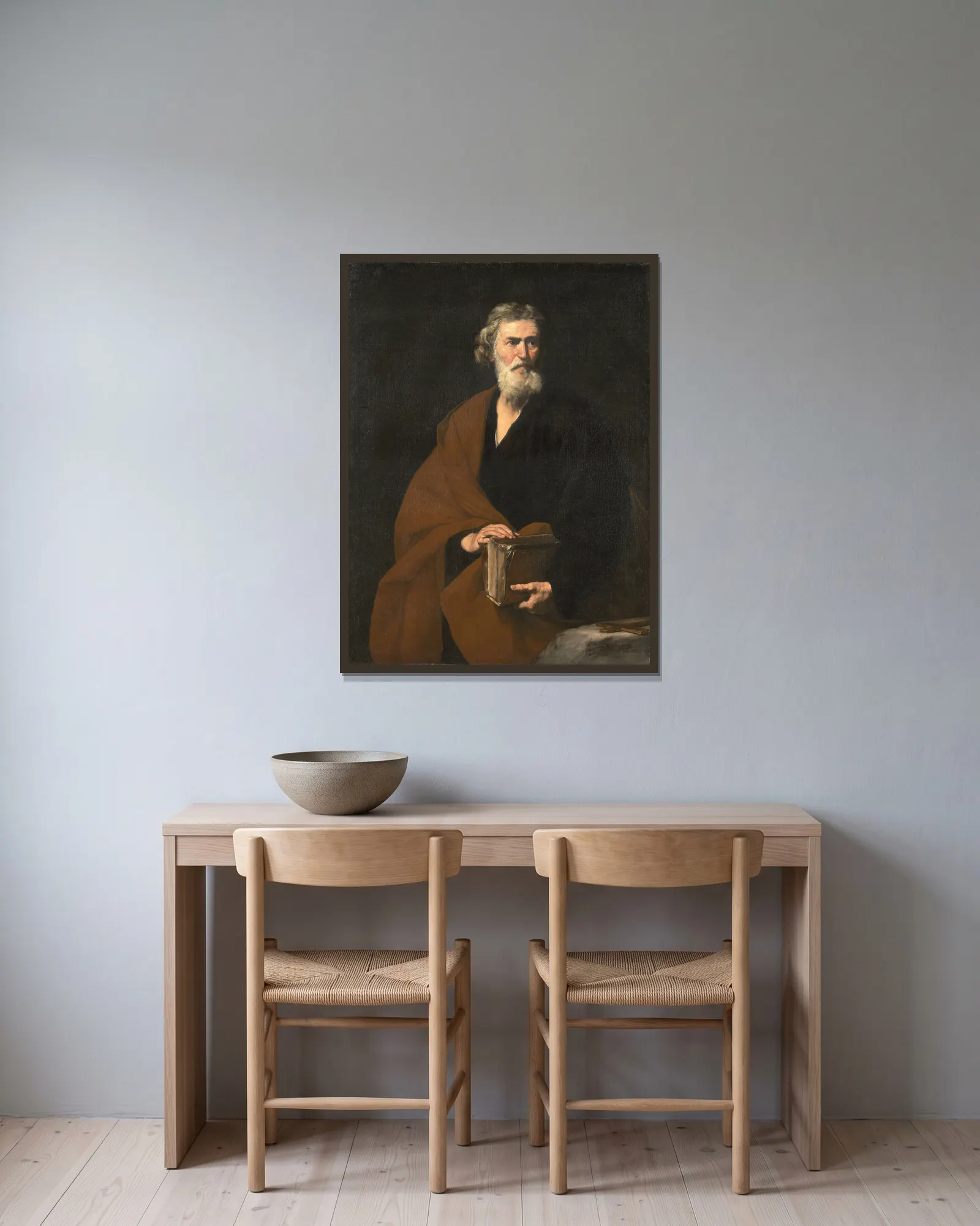 Saint Matthew av Jusepe de Ribera inramad på en vägg
