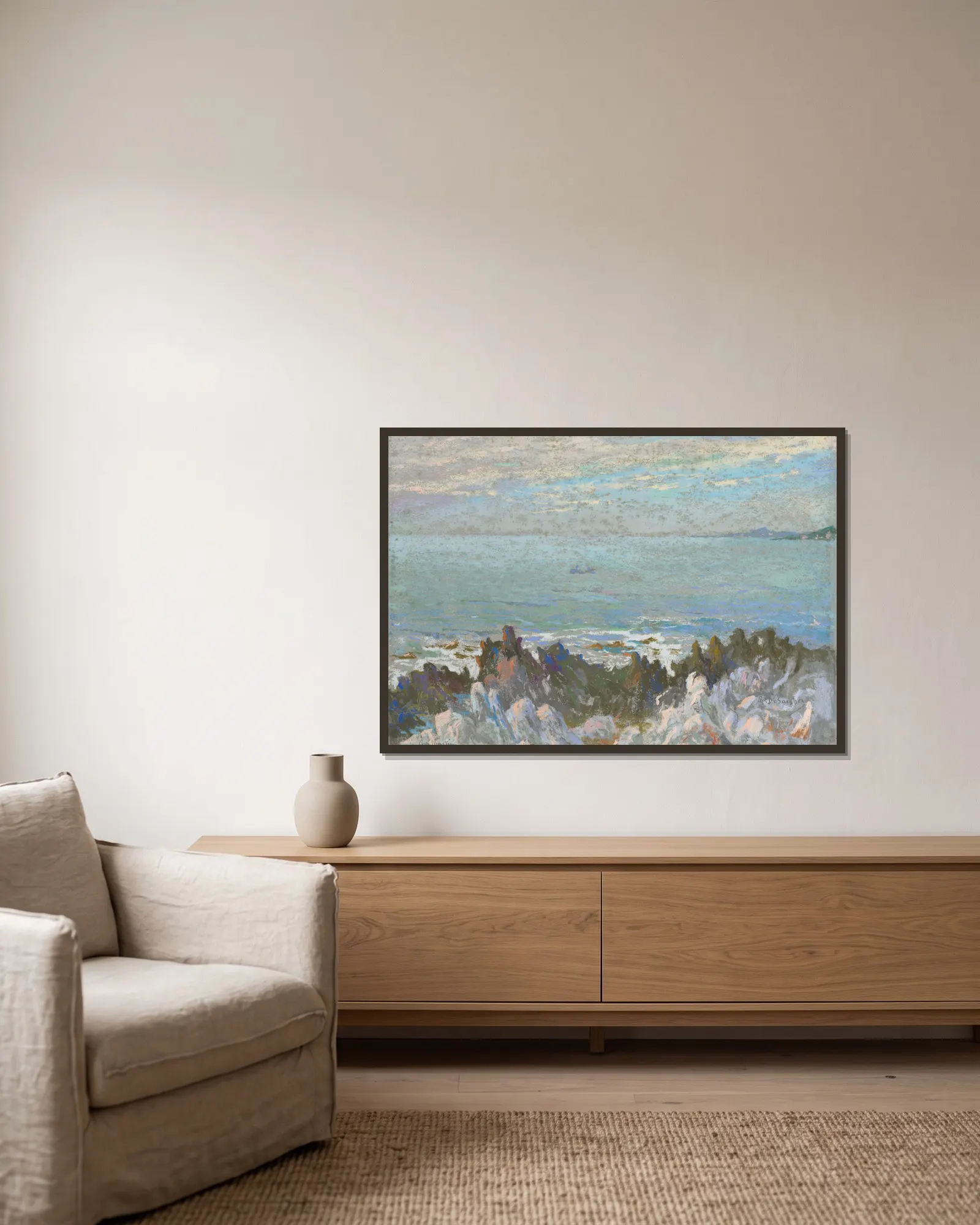 Cap Martin (Côte d’Azur) (20th century) av Rodolphe De Saegher inramad på en vägg