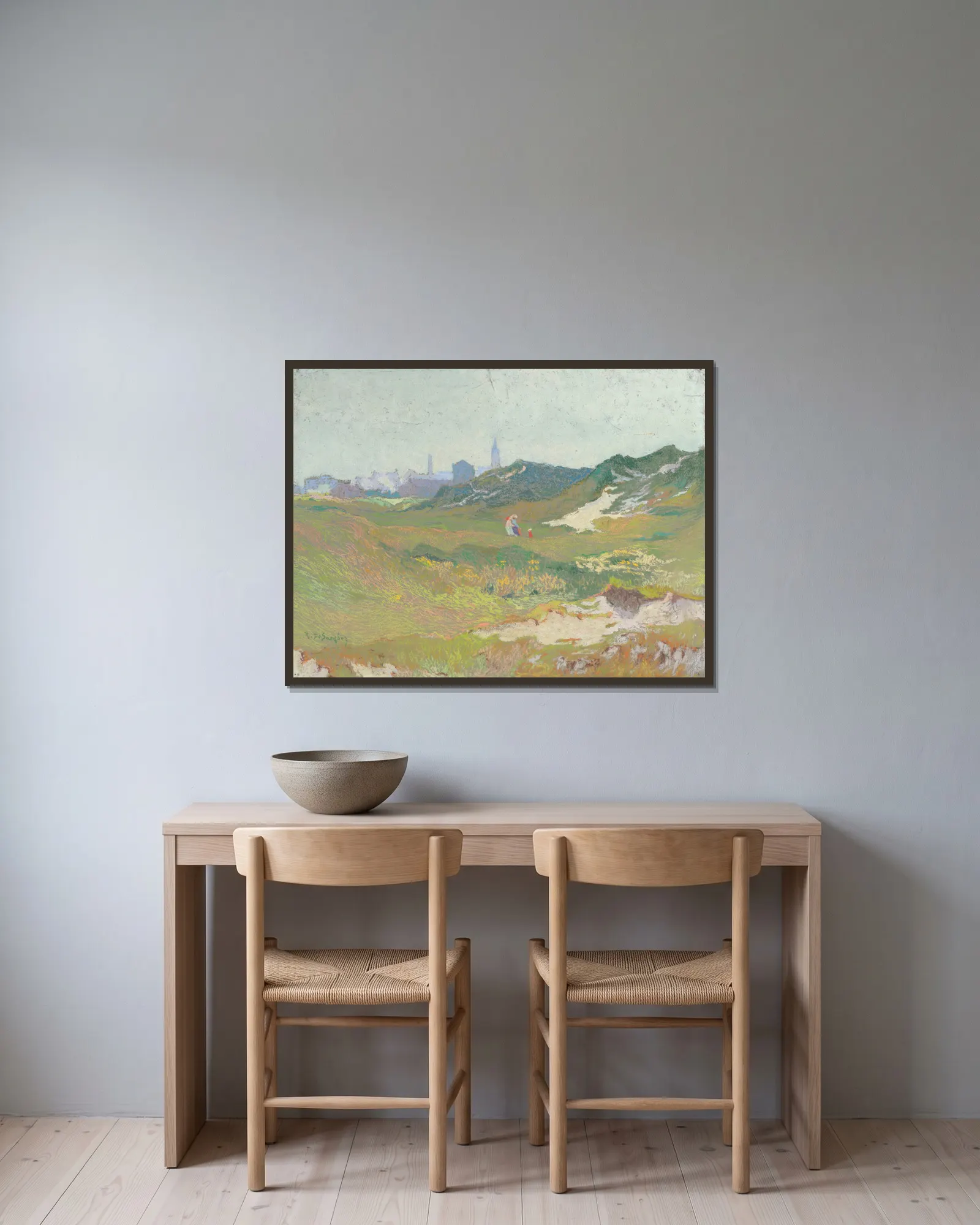 Dunes (20th century) av Rodolphe De Saegher inramad på en vägg