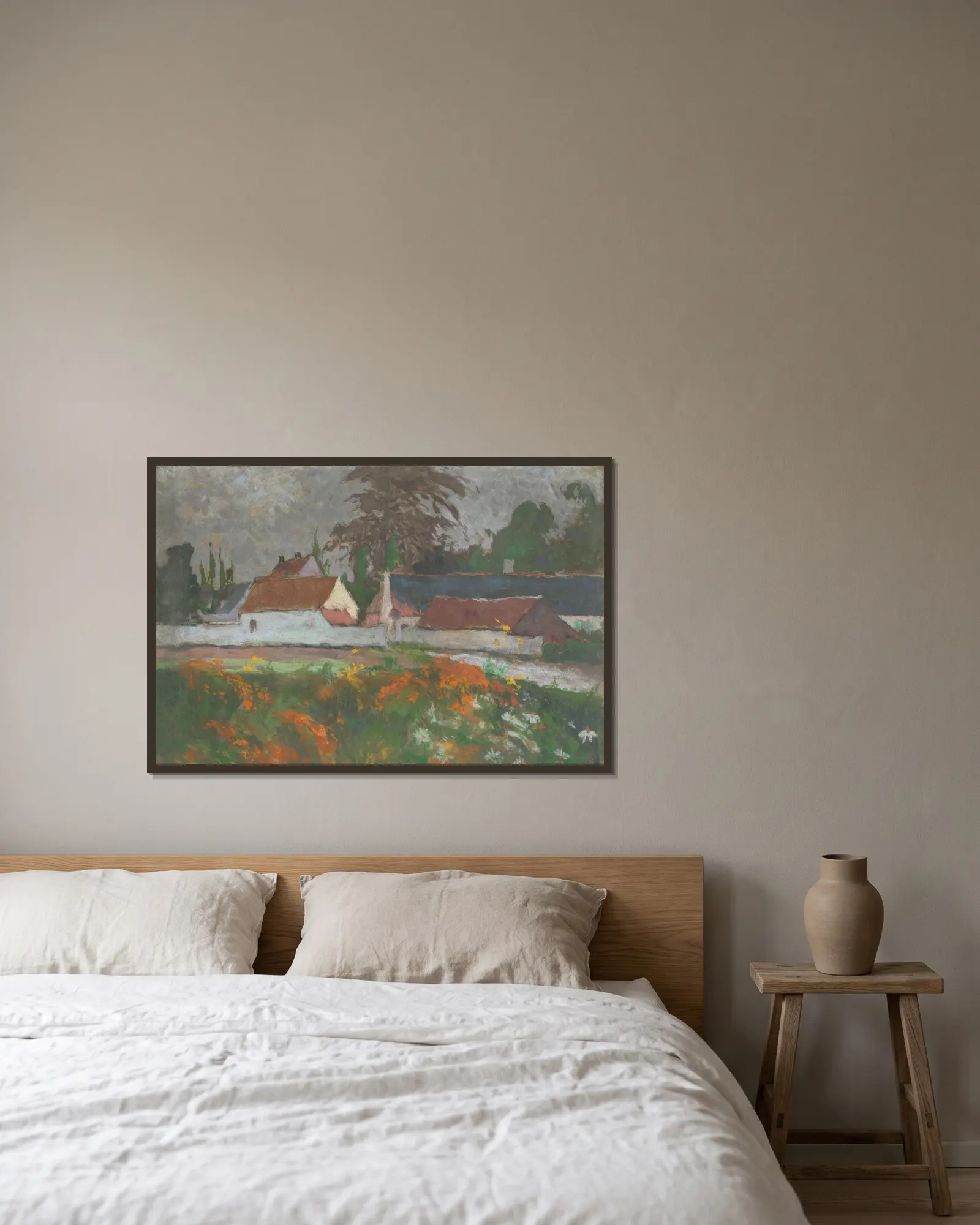 Farmhouse av Rodolphe De Saegher inramad på en vägg