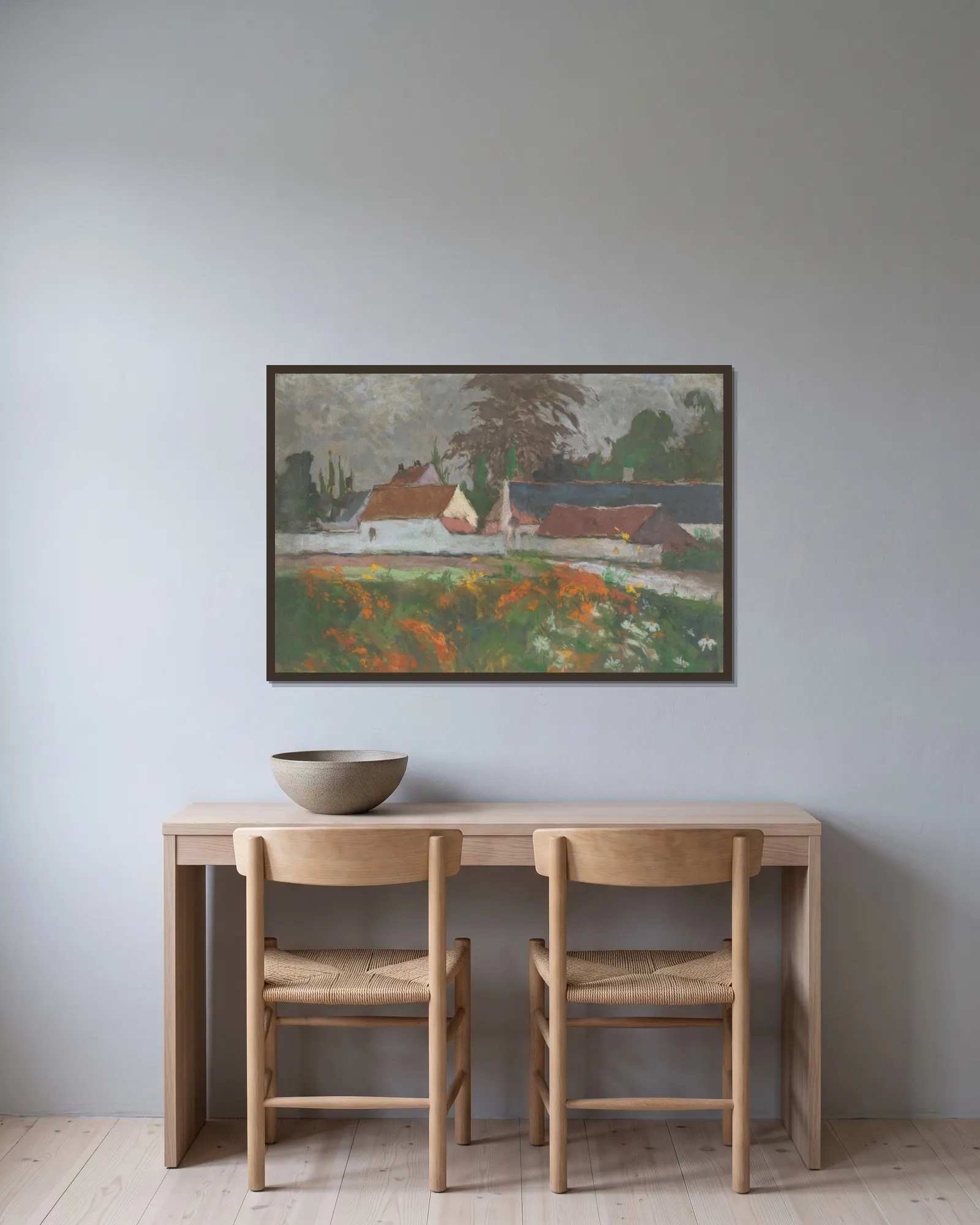Farmhouse av Rodolphe De Saegher inramad på en vägg