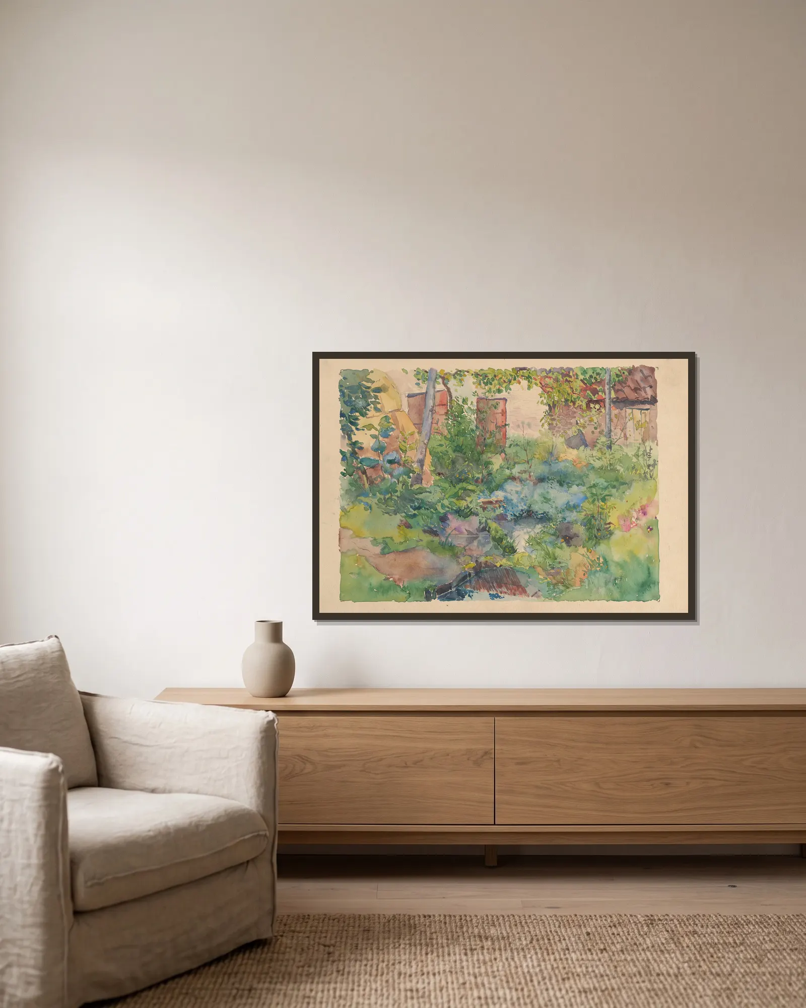 Garden (20th century) av Rodolphe De Saegher inramad på en vägg
