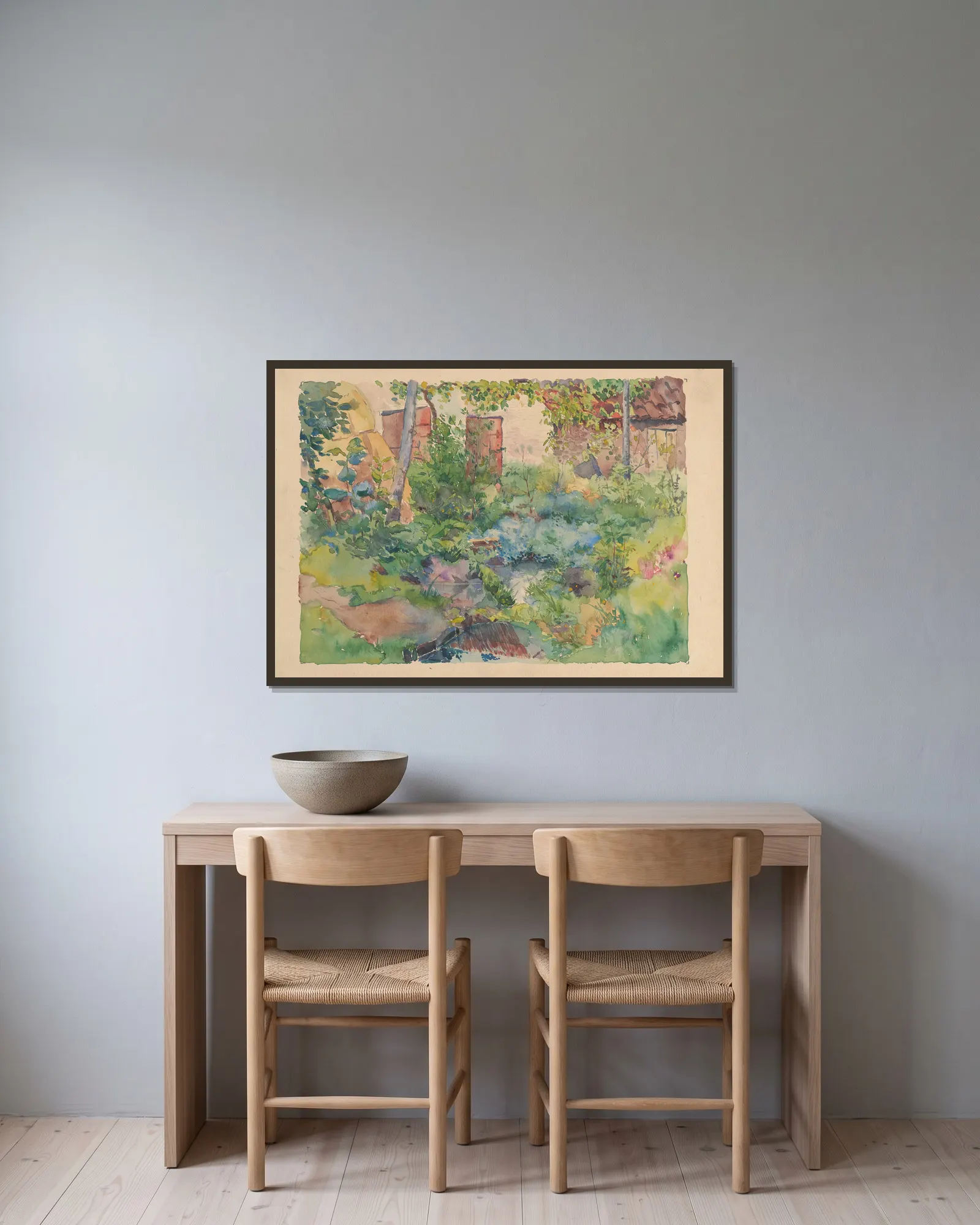 Garden (20th century) av Rodolphe De Saegher inramad på en vägg