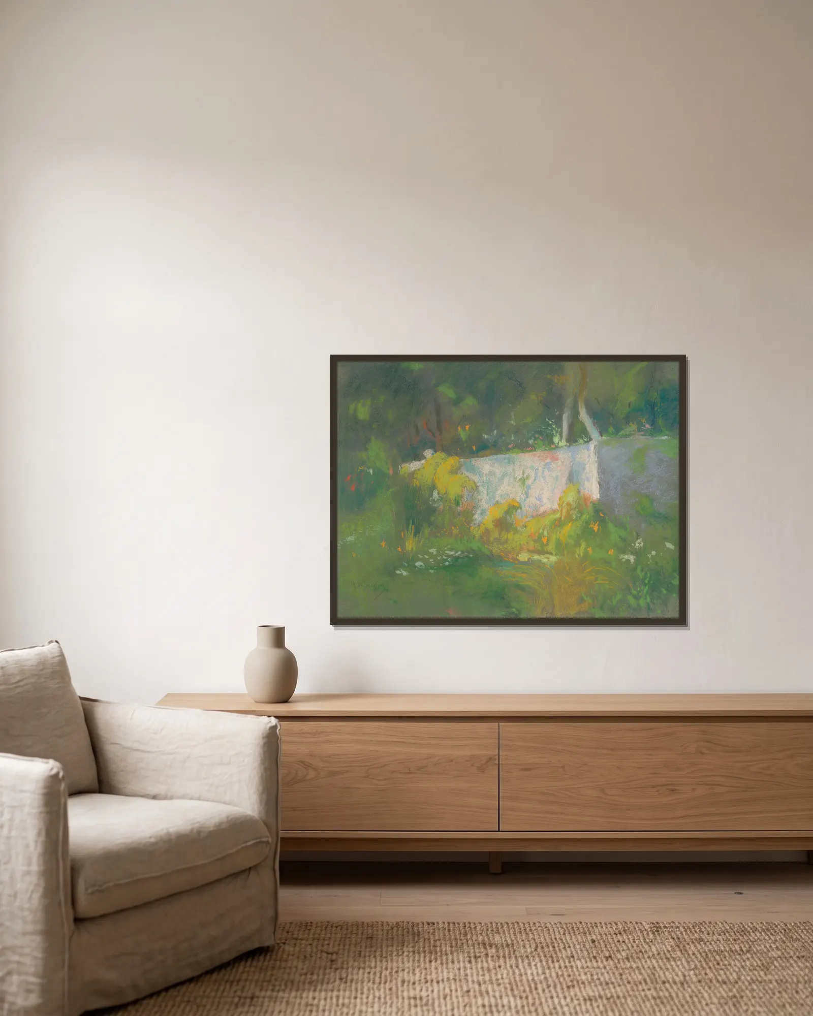 Garden Wall (20th century) av Rodolphe De Saegher inramad på en vägg