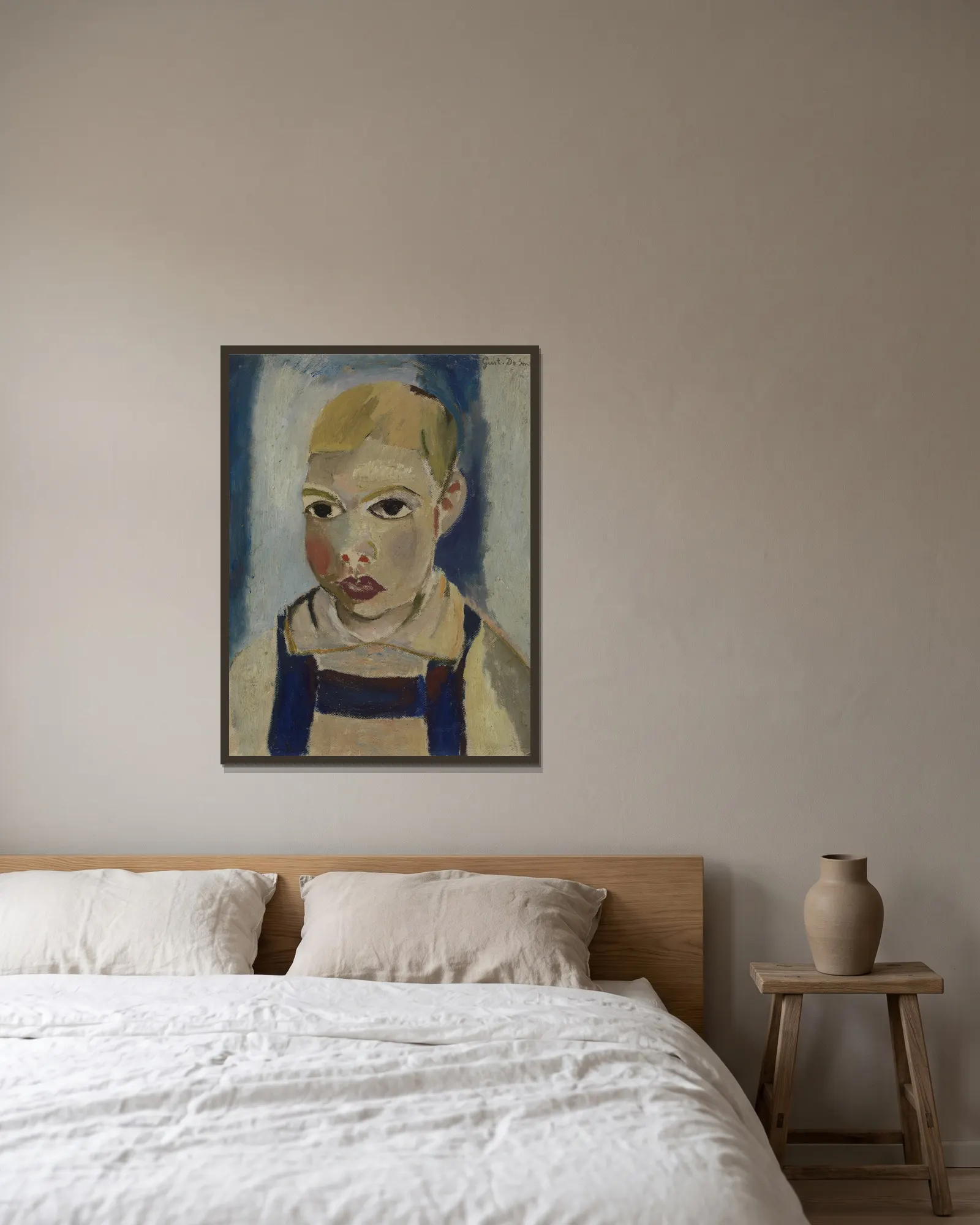 Child’s head av Gustave De Smet inramad på en vägg