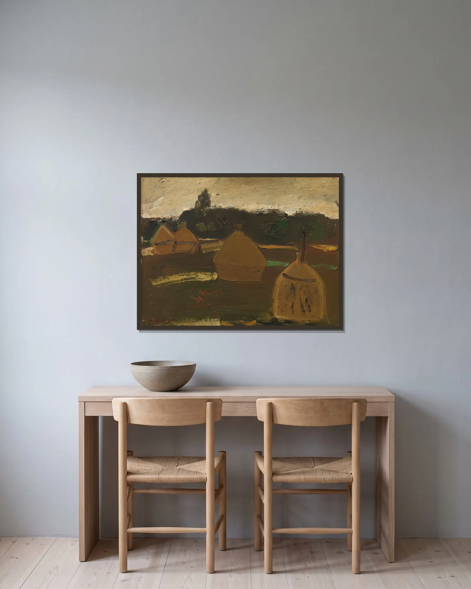 Haystacks av Gustave De Smet inramad på en vägg