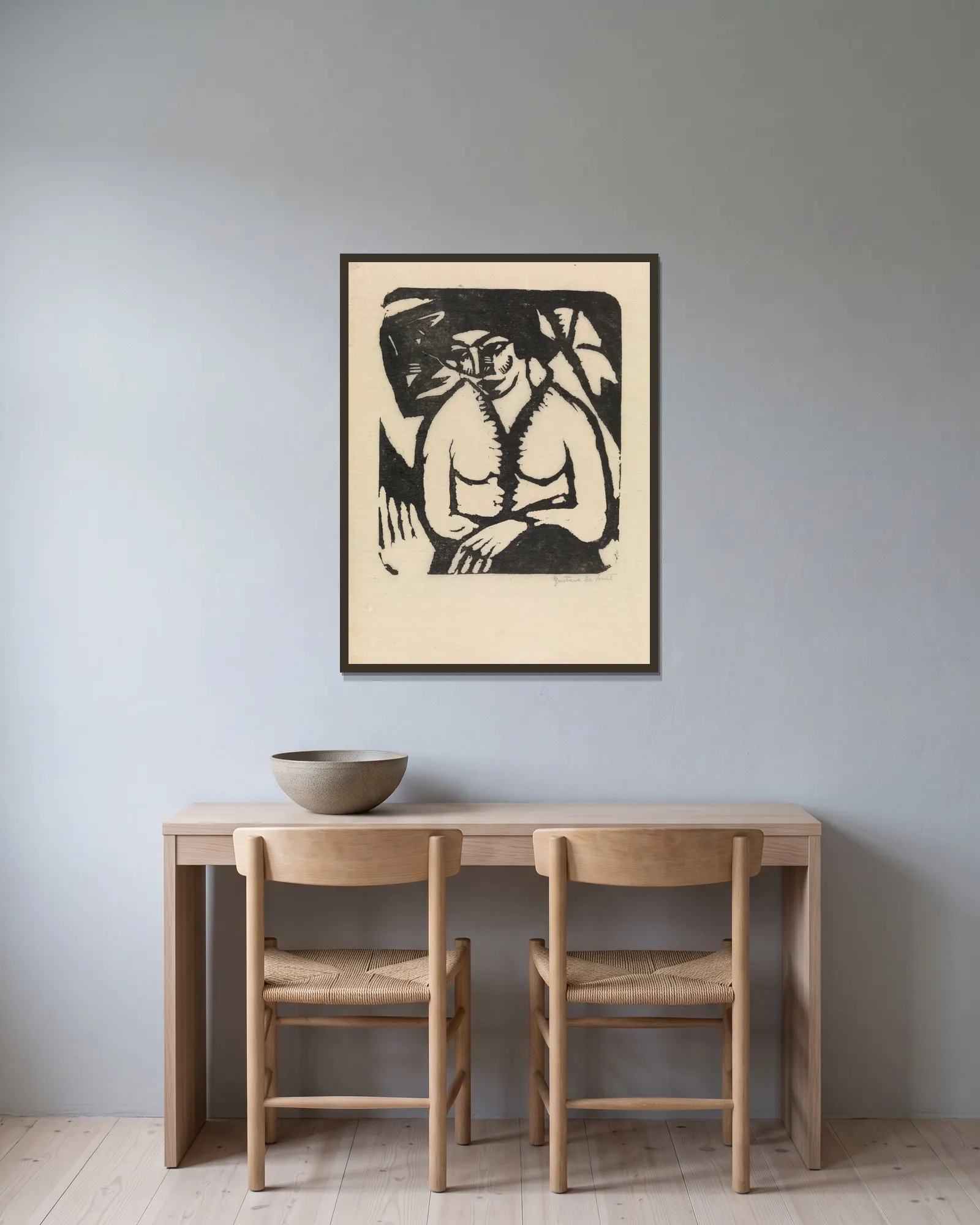 Seated Woman av Gustave De Smet inramad på en vägg