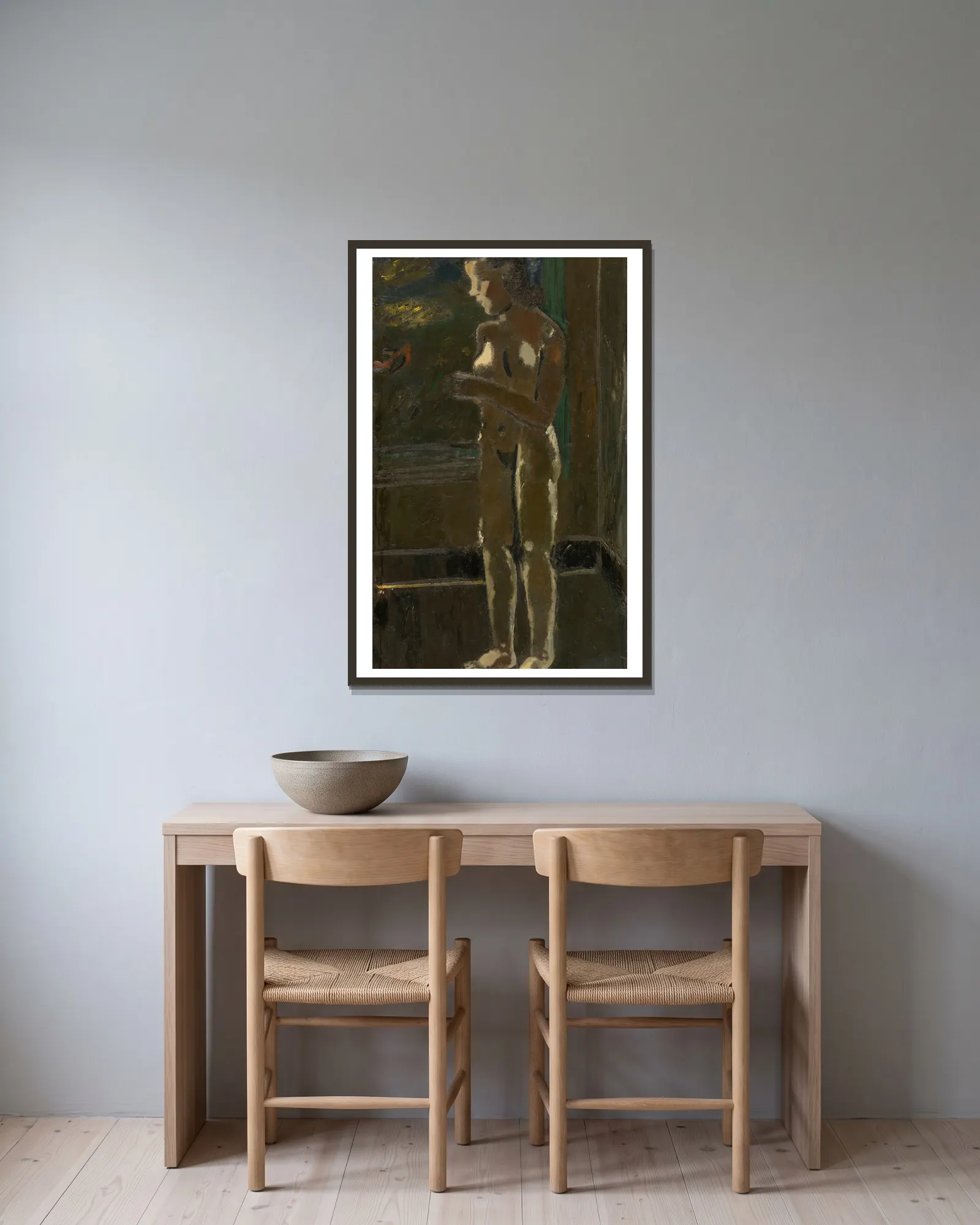 Standing Nude av Gustave De Smet inramad på en vägg
