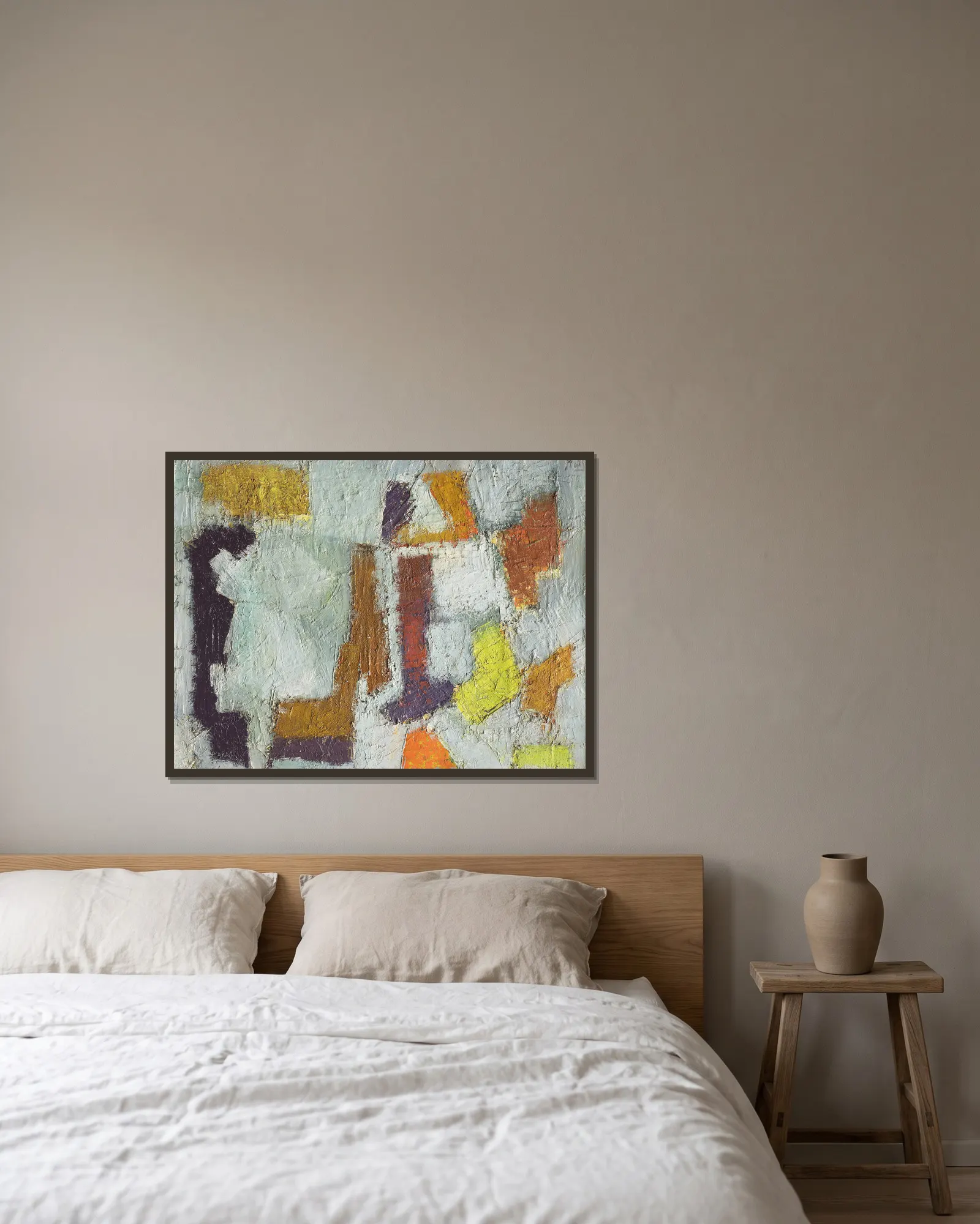 Composition, 1949 – nr 1 av Nicolas De Staël inramad på en vägg