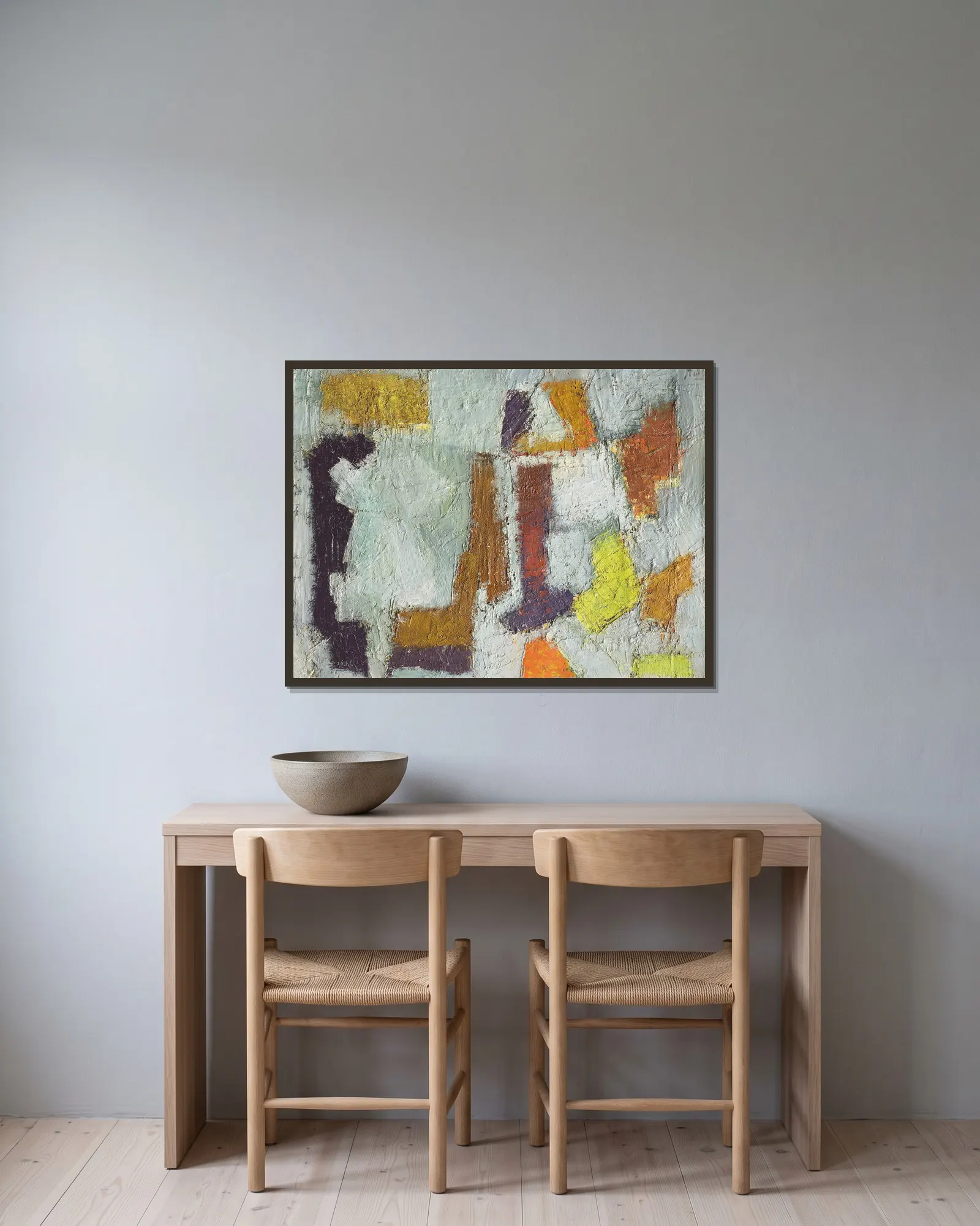 Composition, 1949 – nr 1 av Nicolas De Staël inramad på en vägg