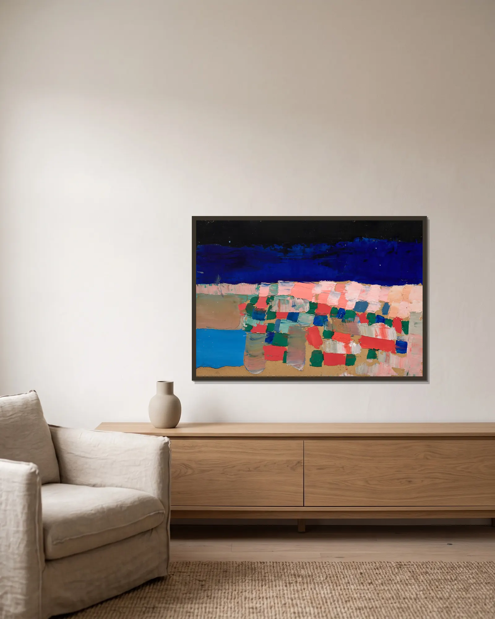 Le Lavandou av Nicolas De Staël inramad på en vägg