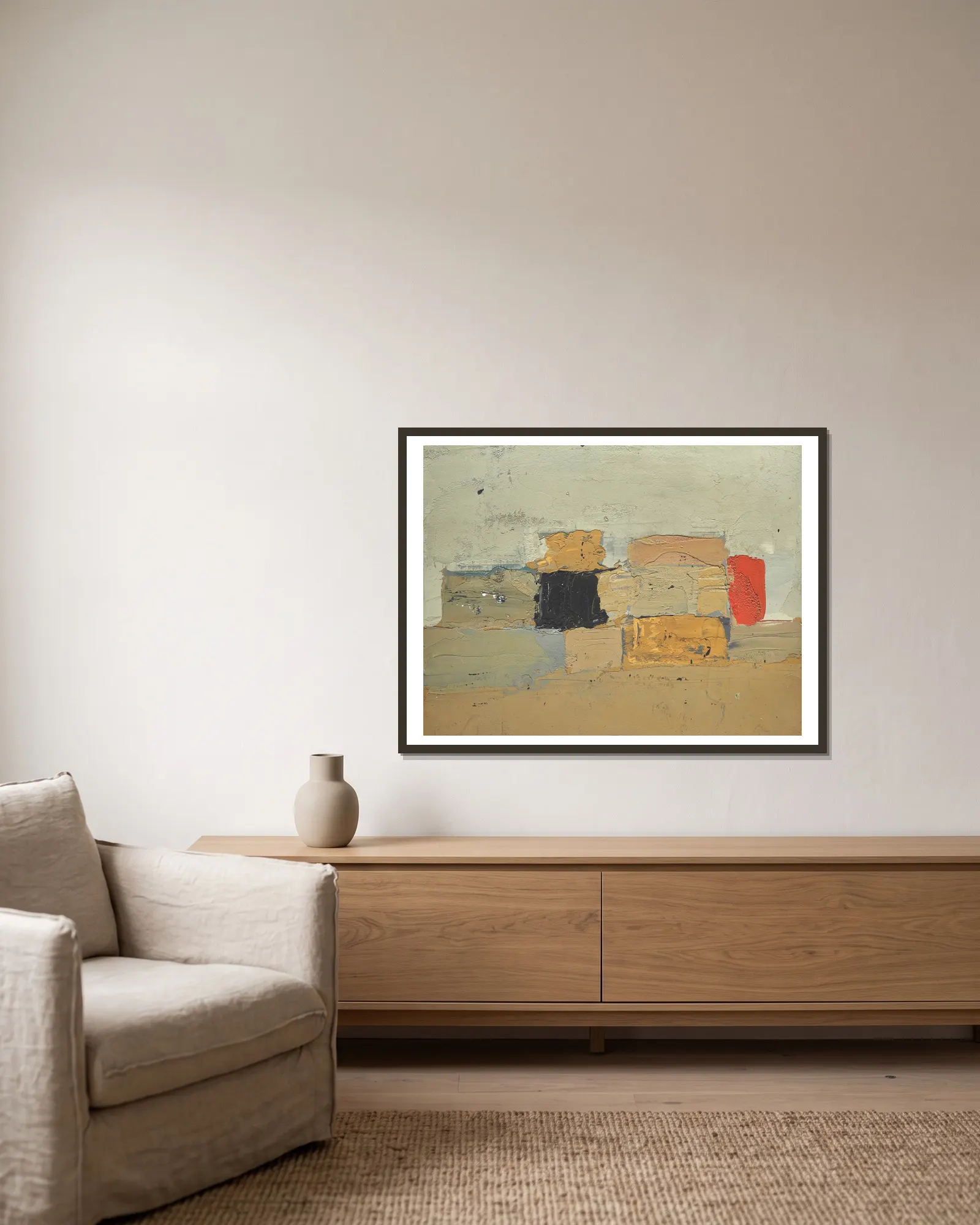 Paysage av Nicolas De Staël inramad på en vägg