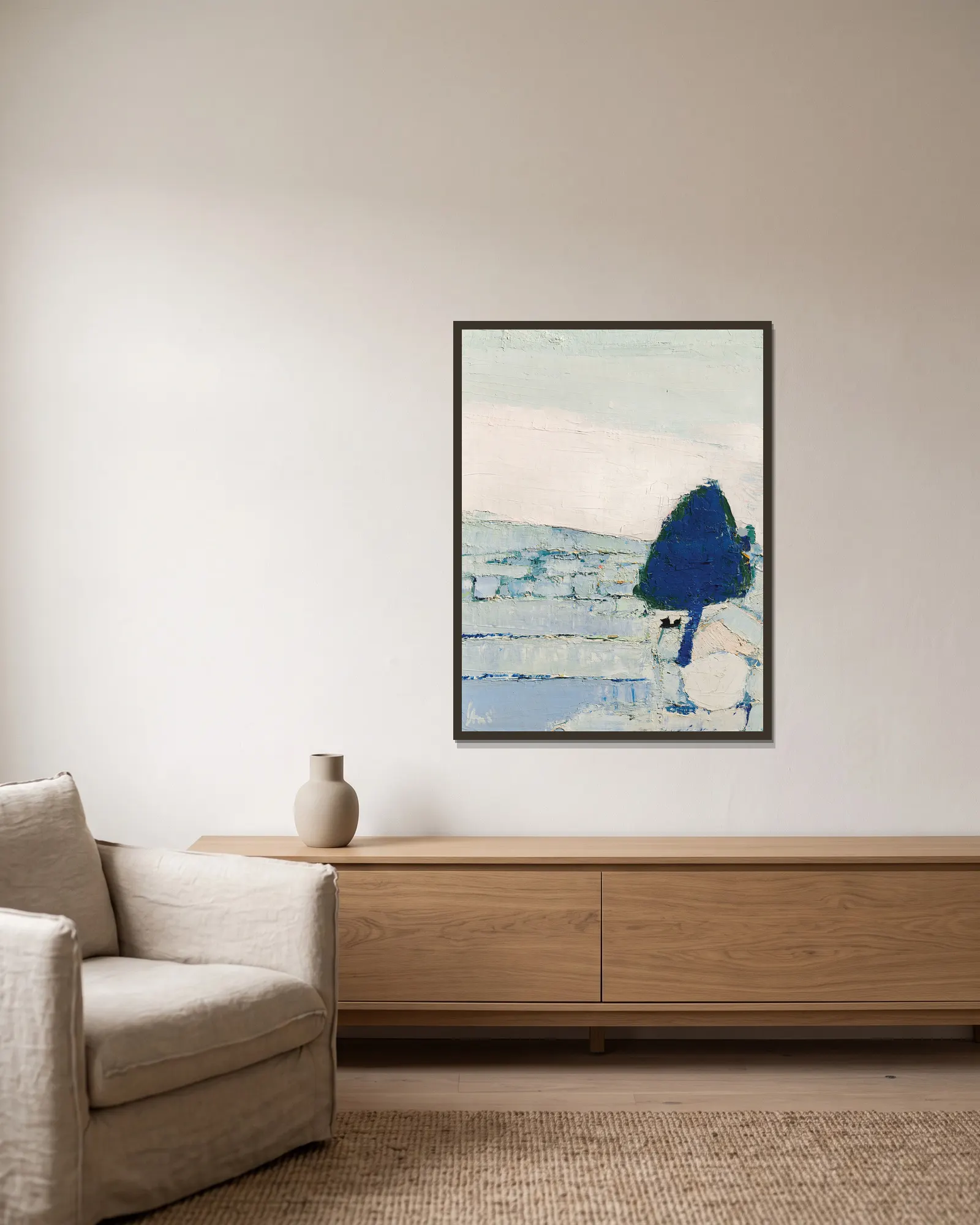 Paysage de Provence av Nicolas De Staël inramad på en vägg