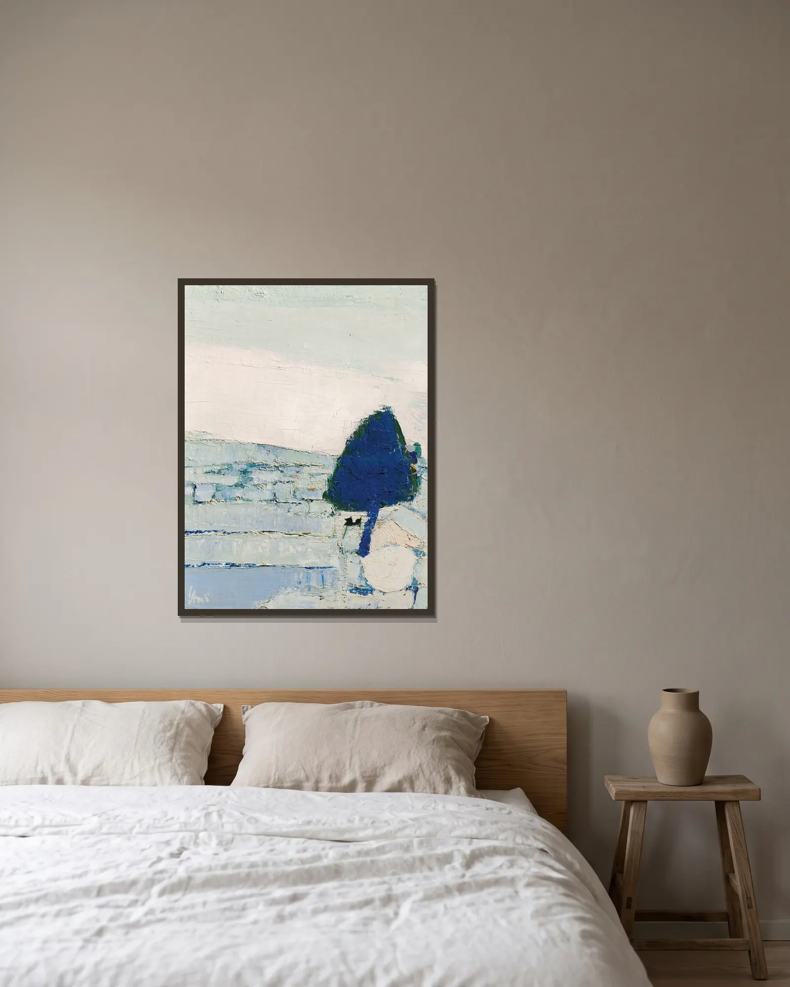 Paysage de Provence av Nicolas De Staël inramad på en vägg