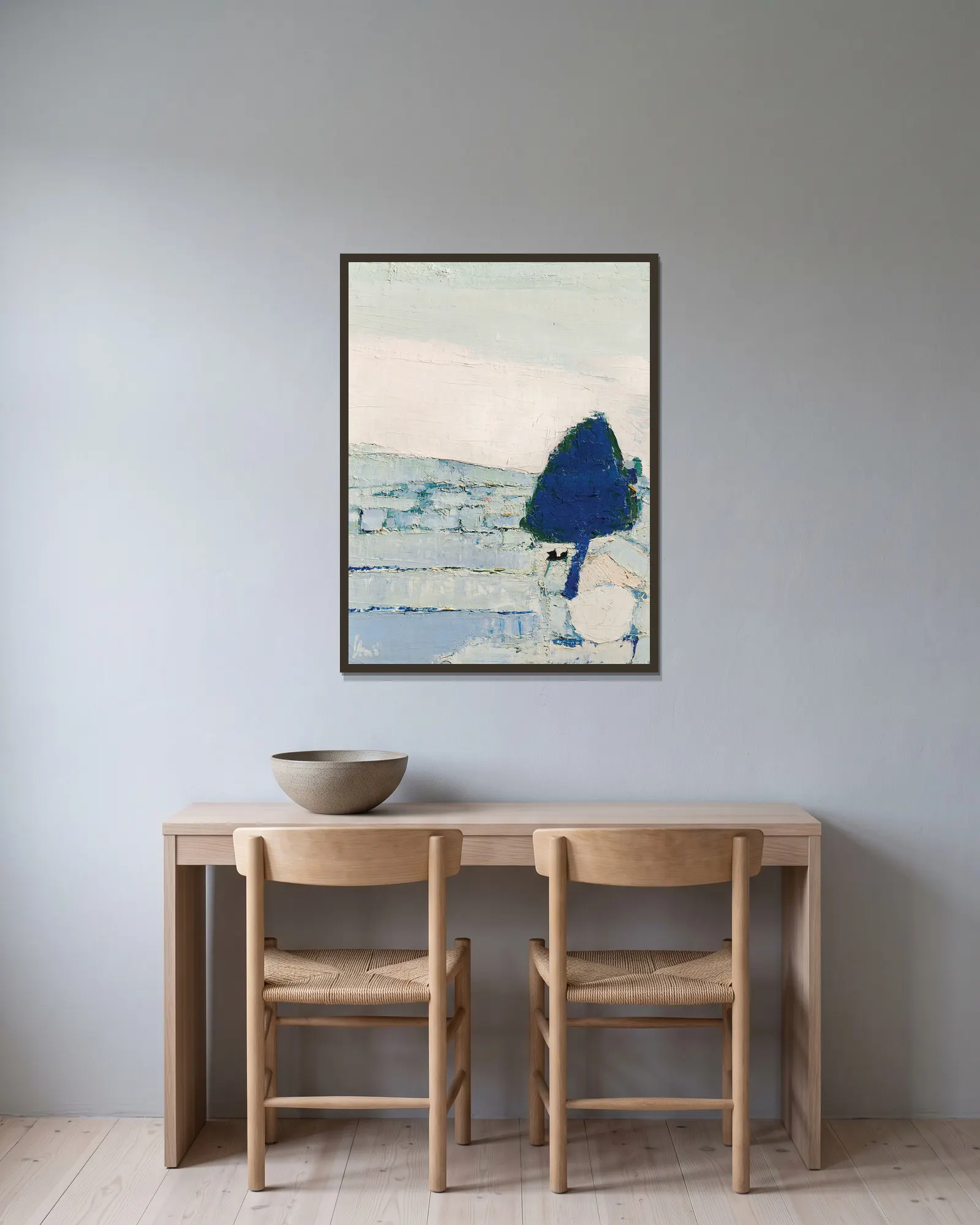 Paysage de Provence av Nicolas De Staël inramad på en vägg