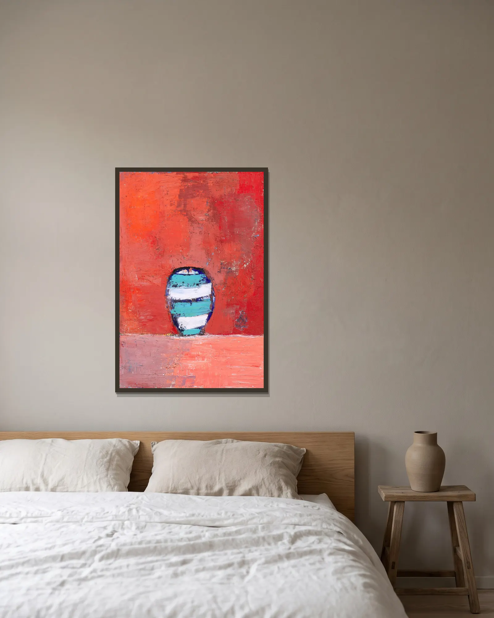 Pot à raies av Nicolas De Staël inramad på en vägg