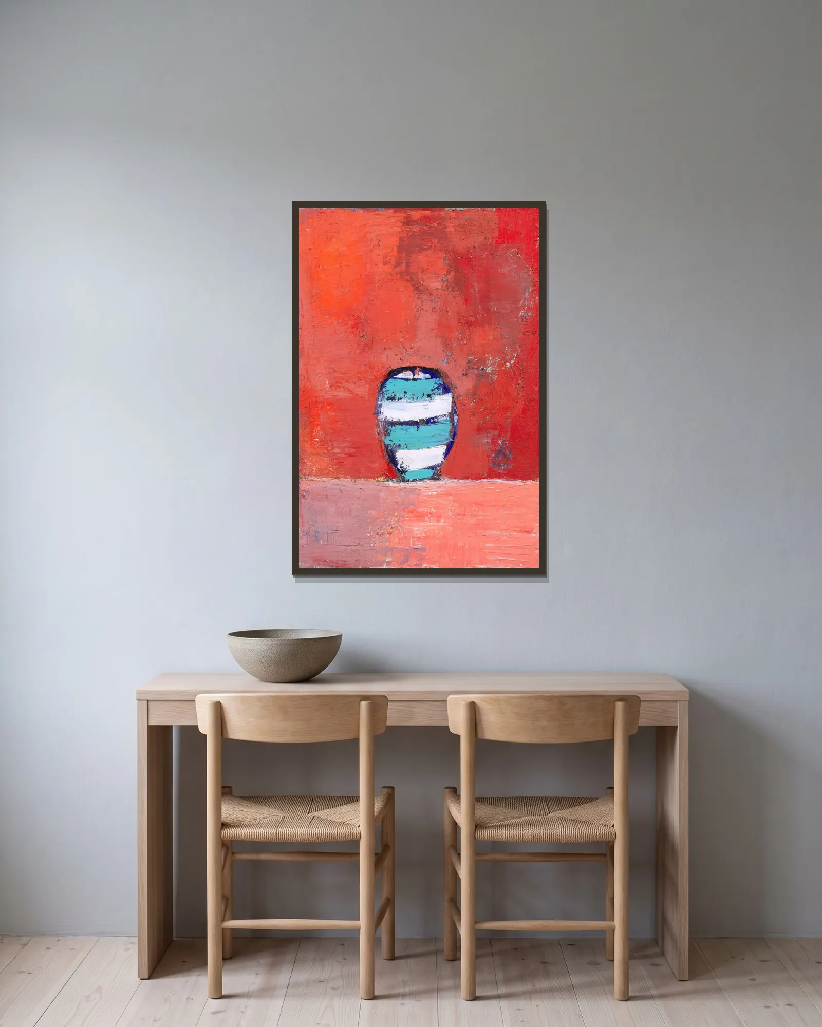 Pot à raies av Nicolas De Staël inramad på en vägg