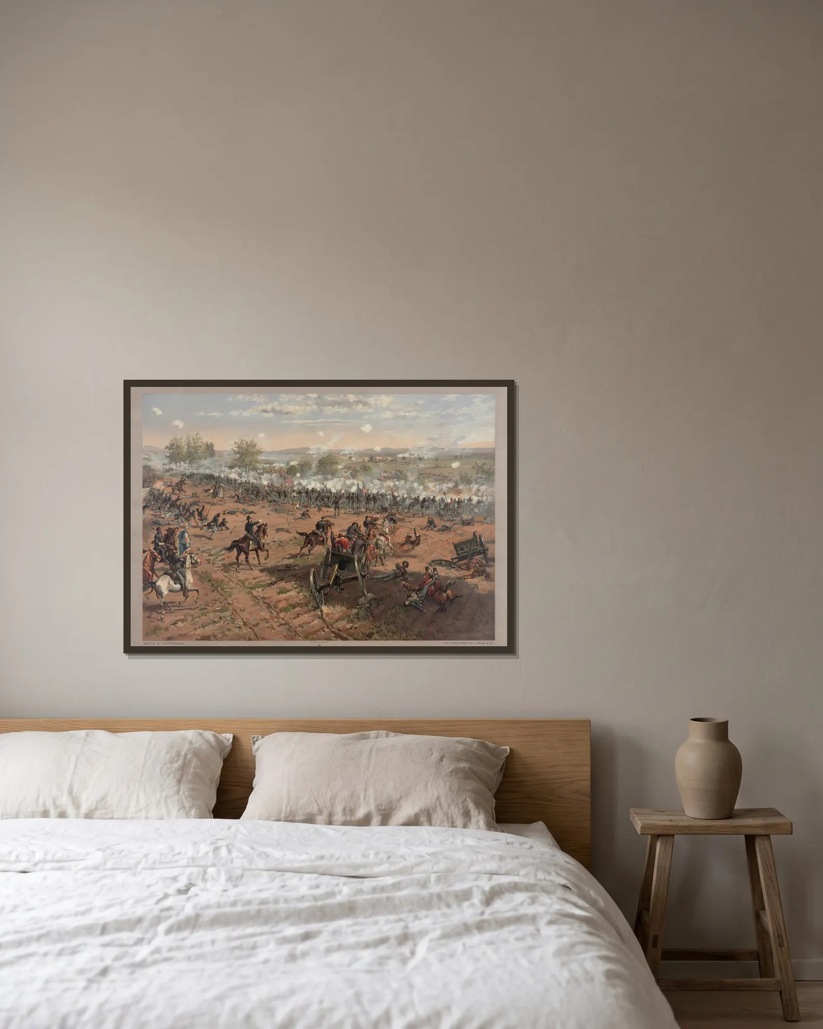 Battle of Gettysburg av Thure de Thulstrup inramad på en vägg